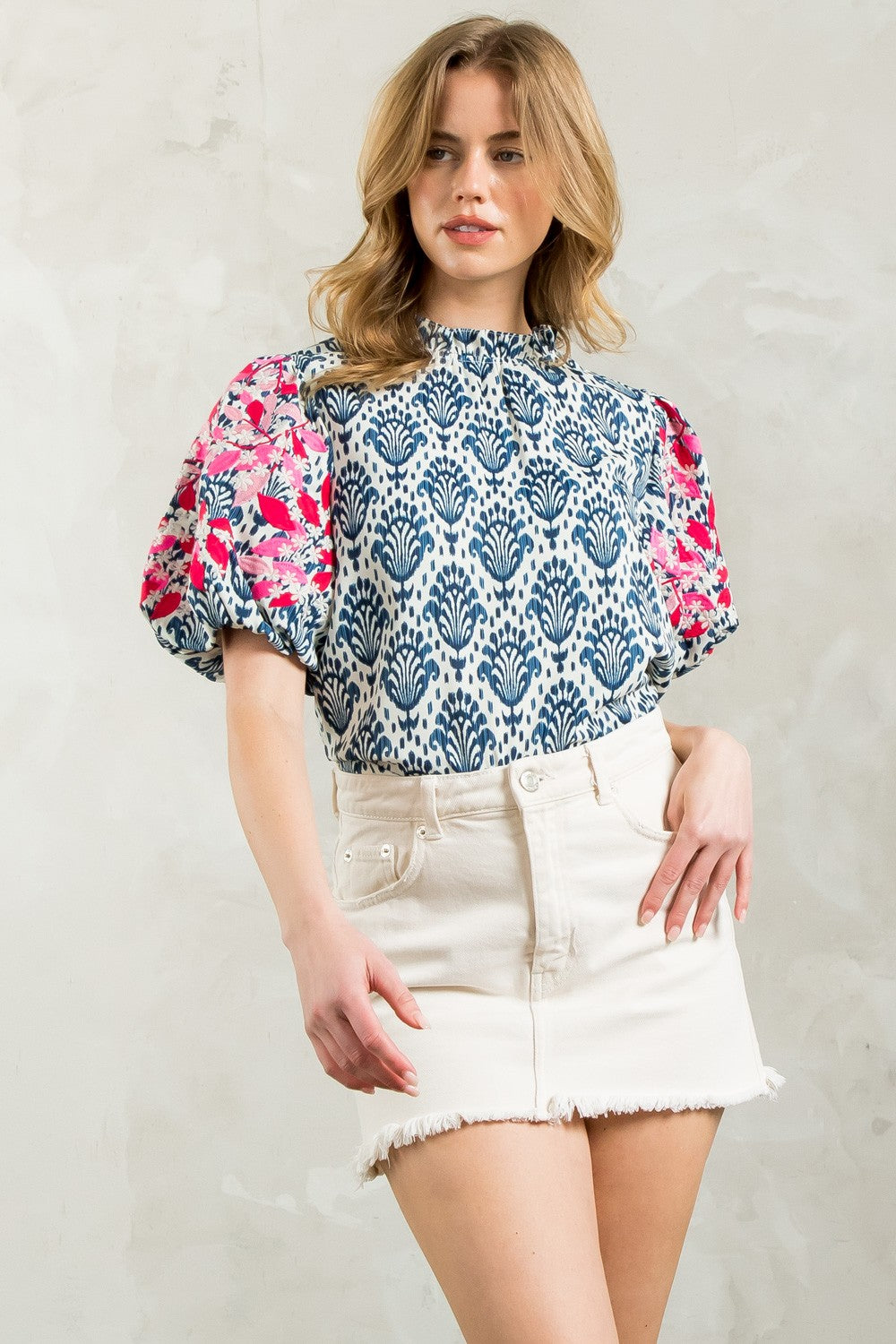 Fan Floral Navy Top THML