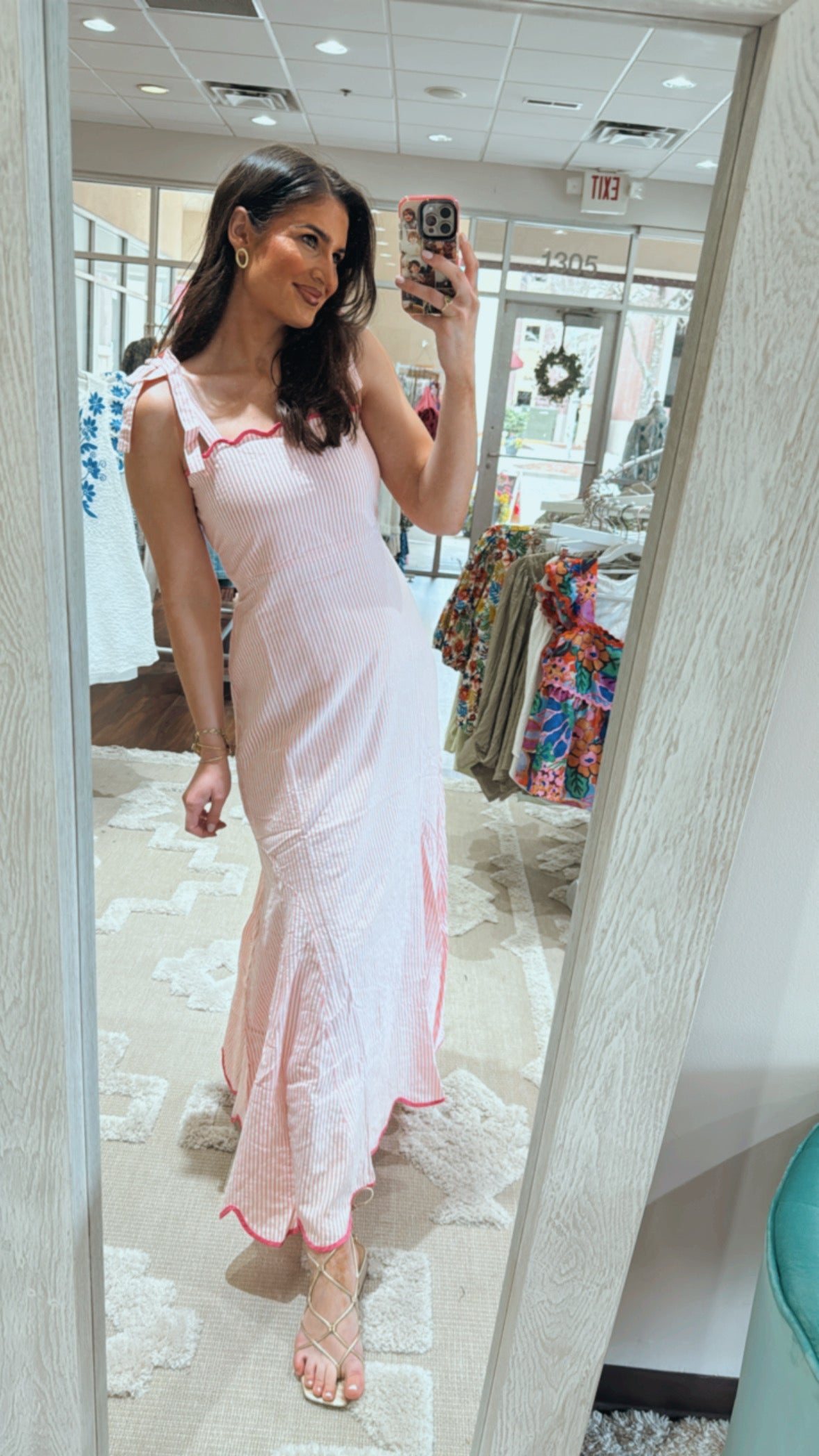 Abigail Dress Pink Seersucker