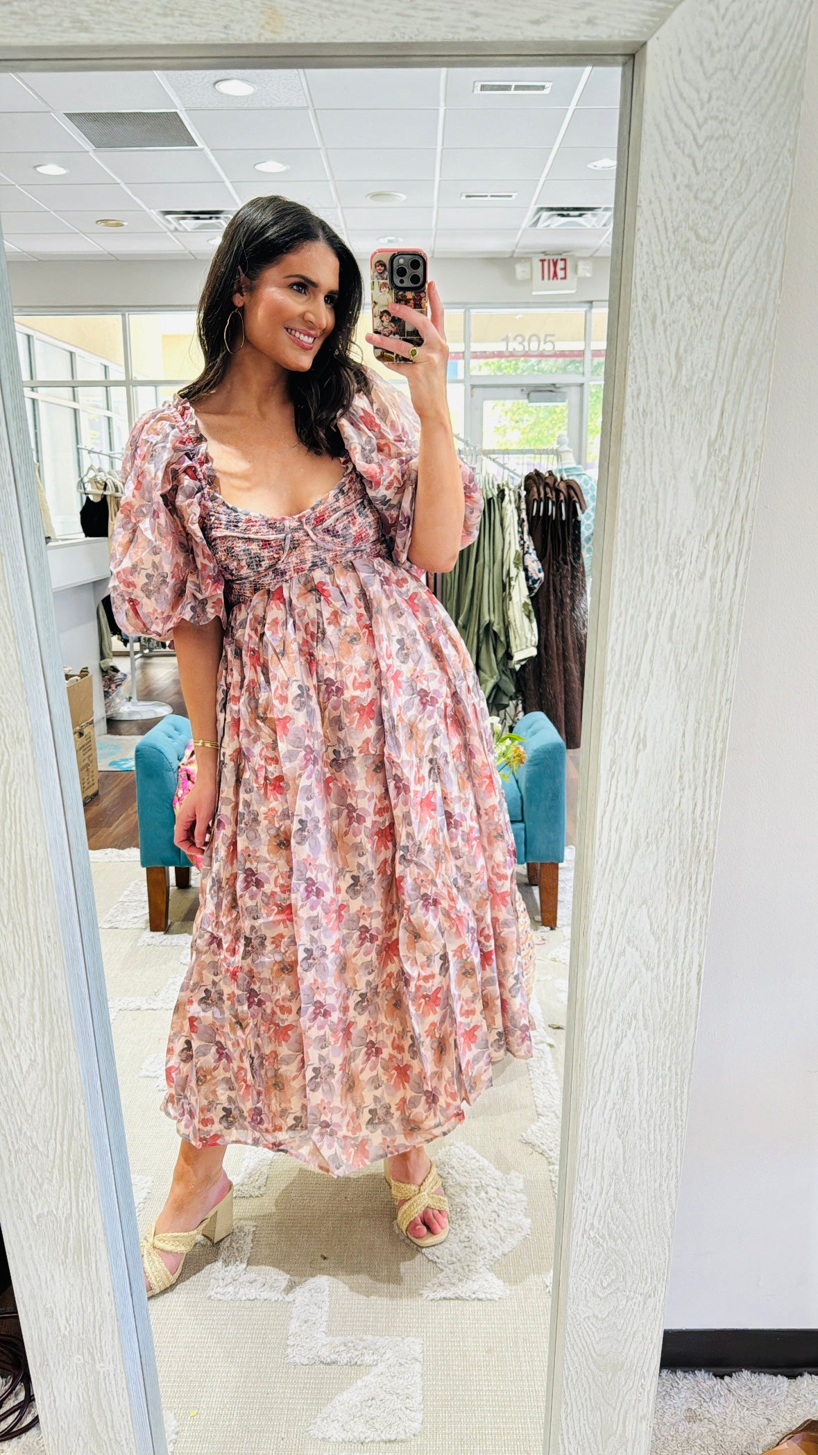 cara cara pink floral dress Claudine Mini in Jacqaurd Pink Flower 8