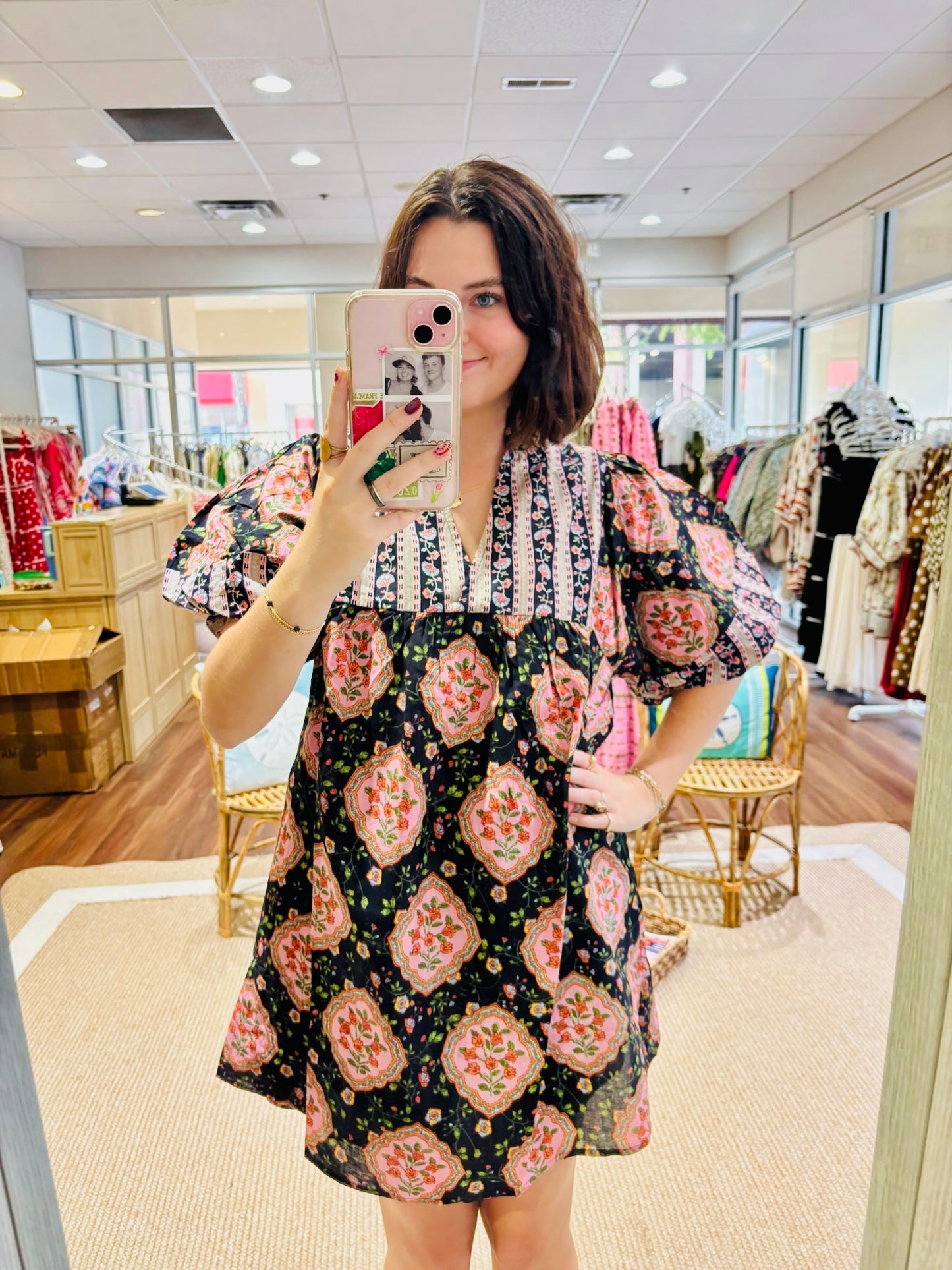 Avalon Floral Puff Sleeve Dress THML