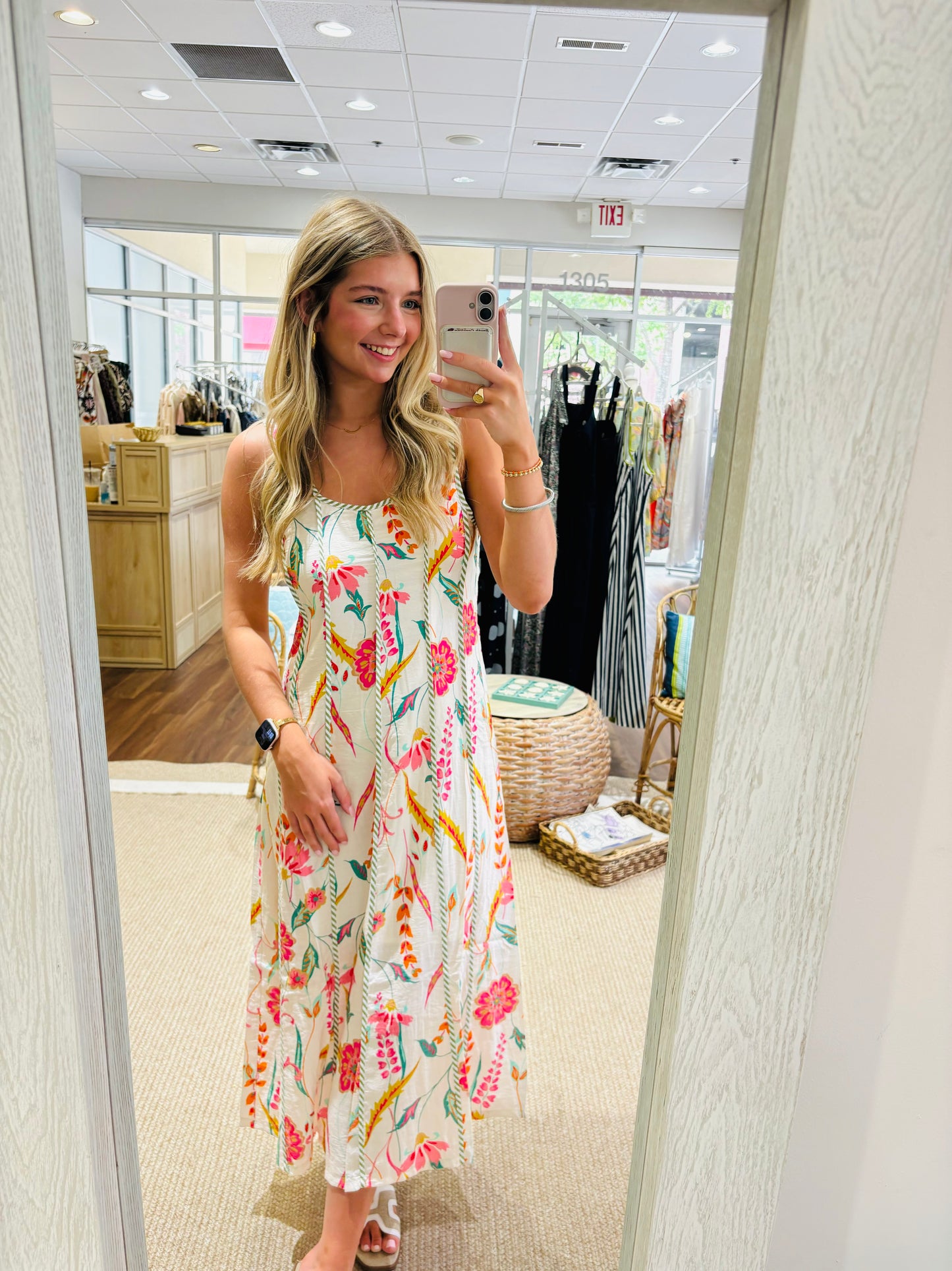 Aqua Pink Floral Midi THML