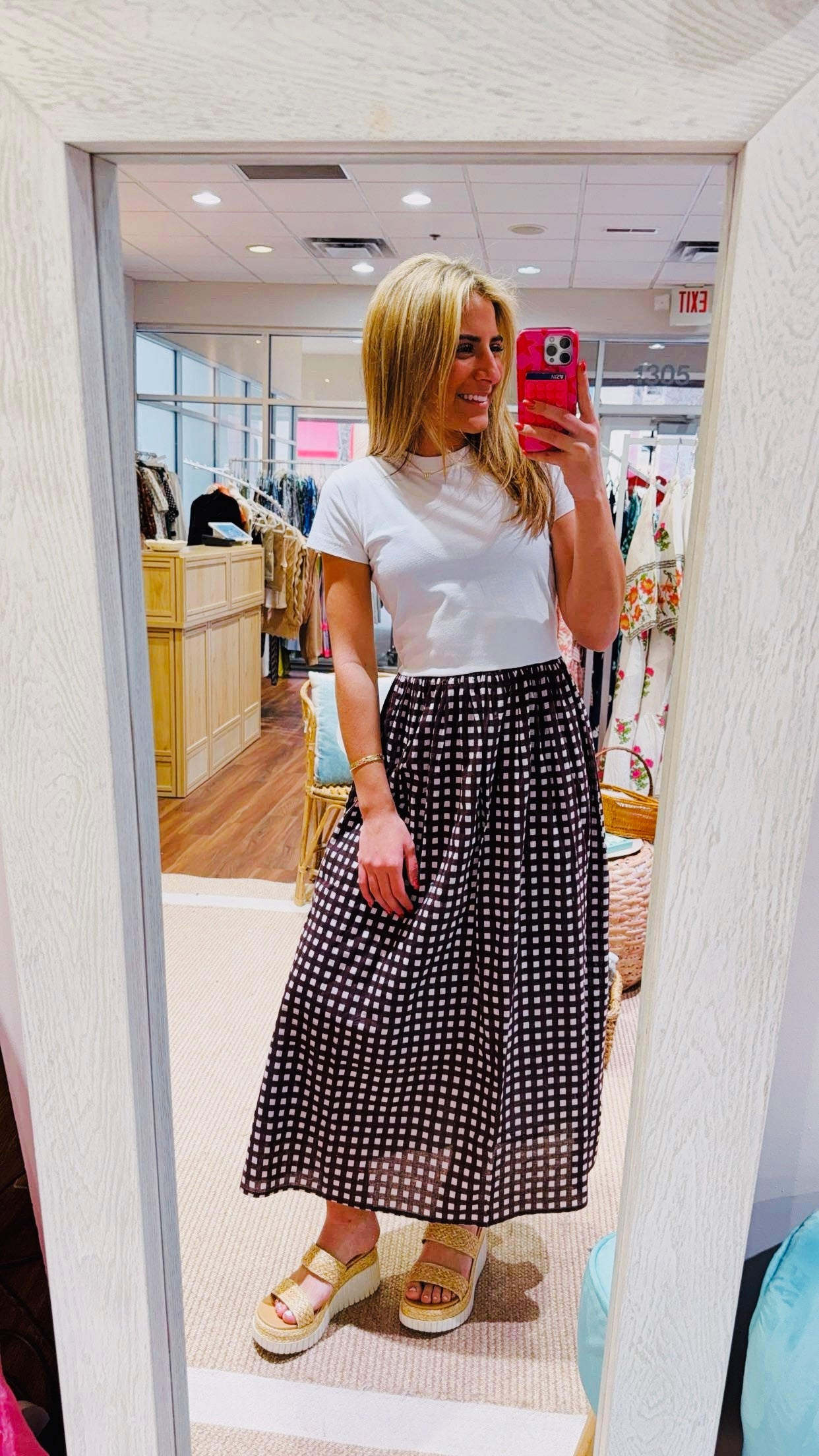 Chocolate Brown Checkered T-shirt Dress