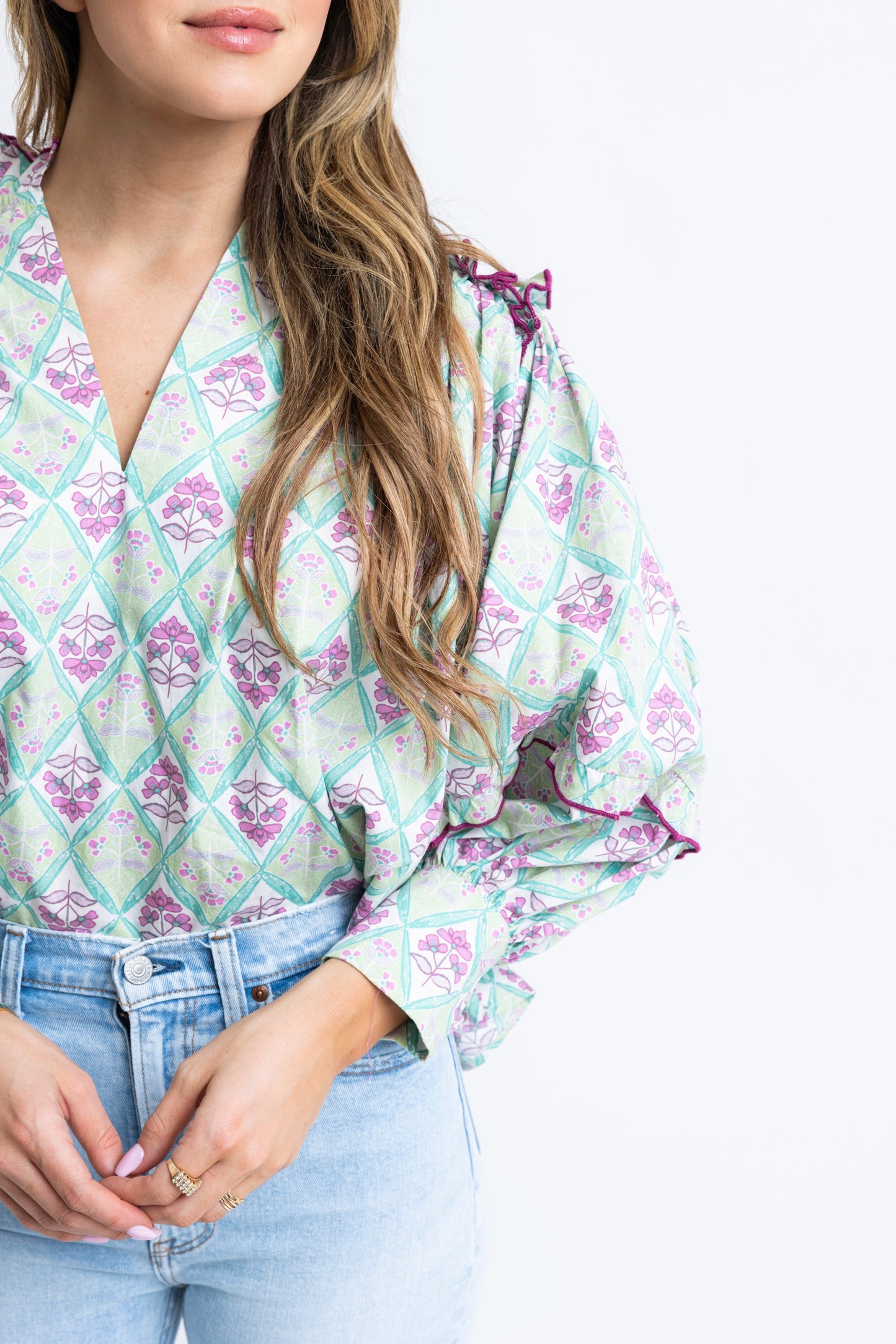 Paris Floral Sage Top