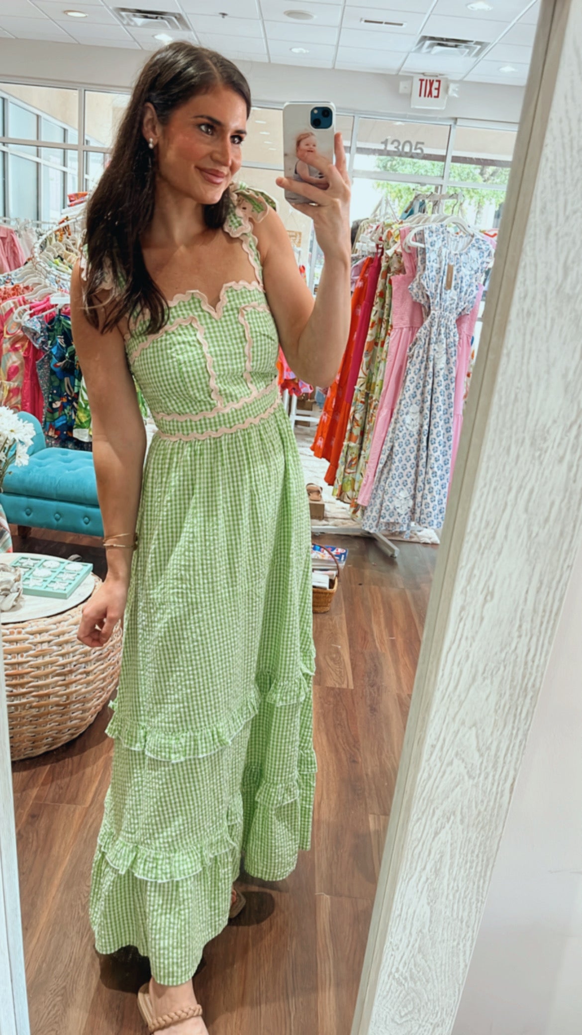 Ella Dress Lime Green Gingham Ella Dress Lime Green Gingham