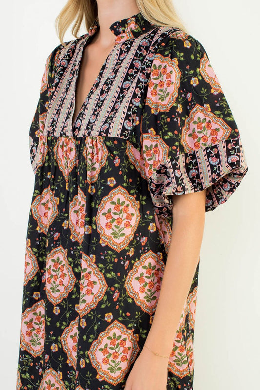Avalon Floral Puff Sleeve Dress THML