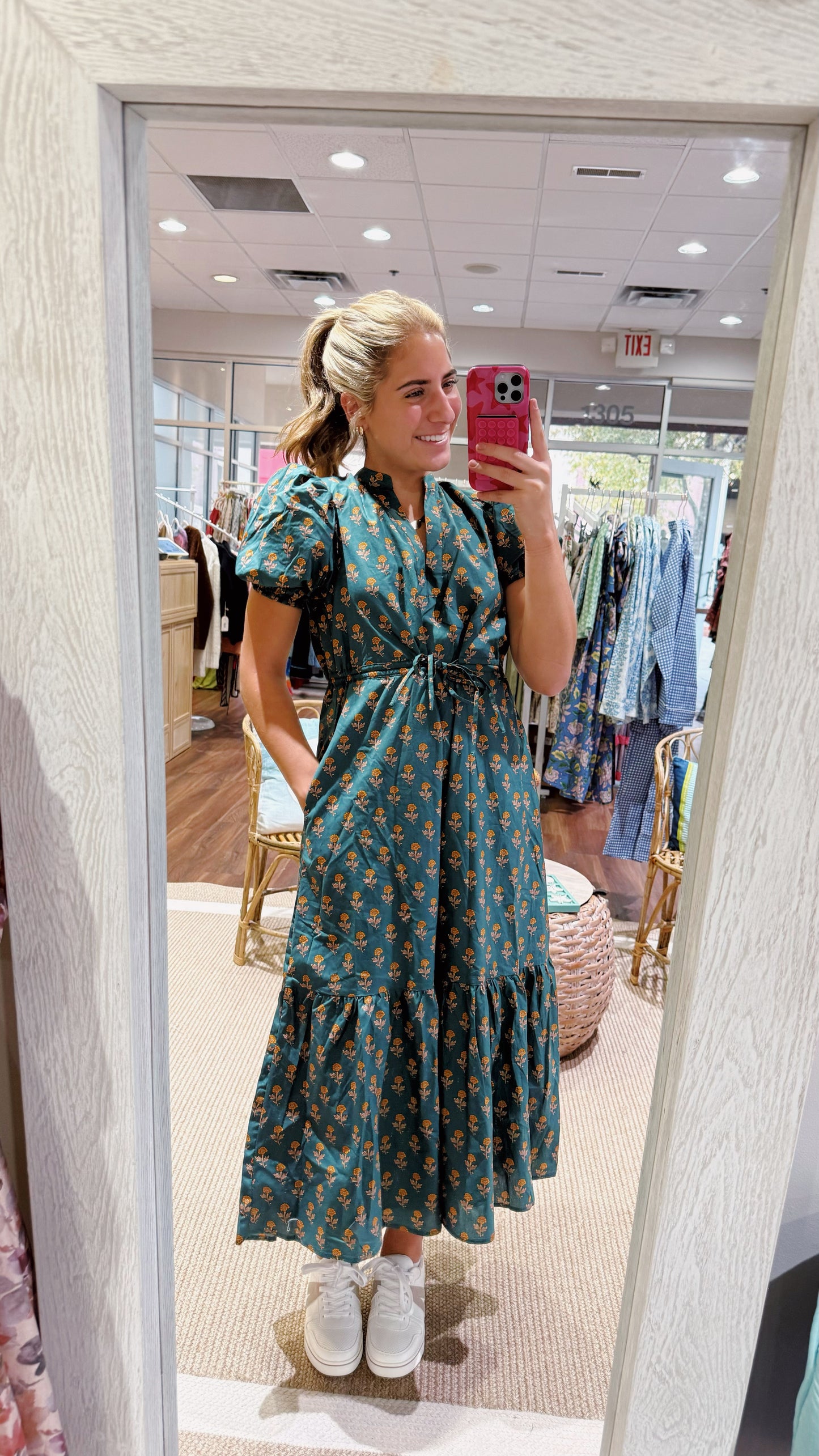 Green Midi Tie Dress Aureum