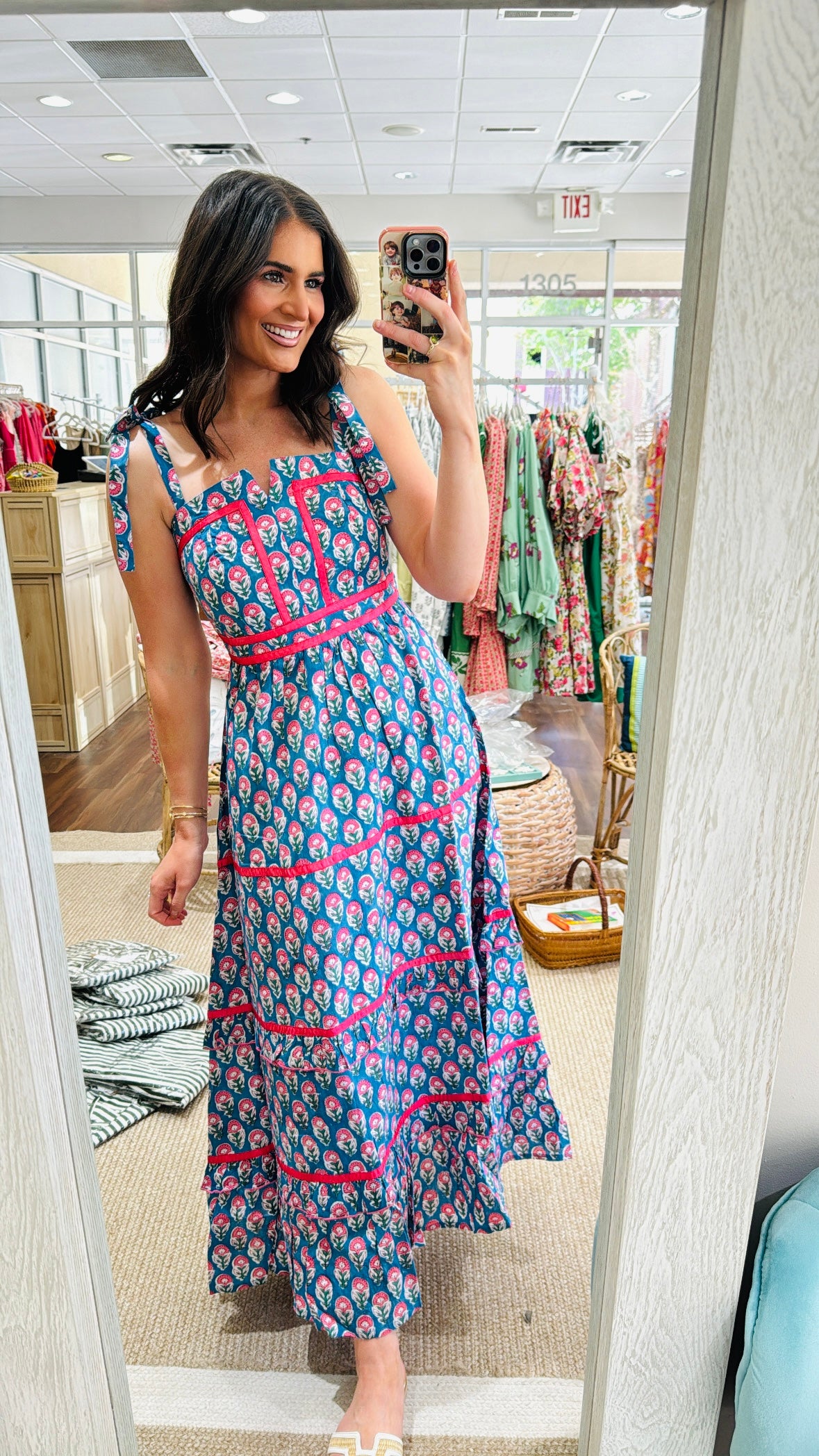 Ella Dress Blue Pink Flower