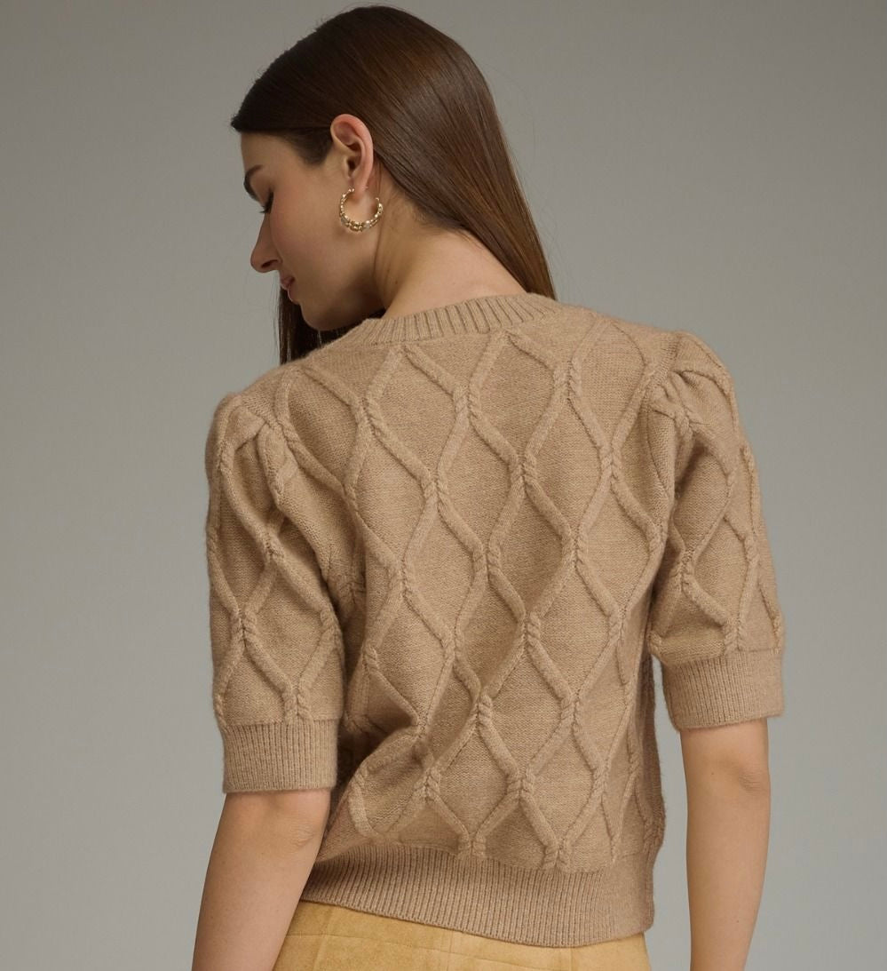 Oatmeal Short Sleeve Sweater ENTRO
