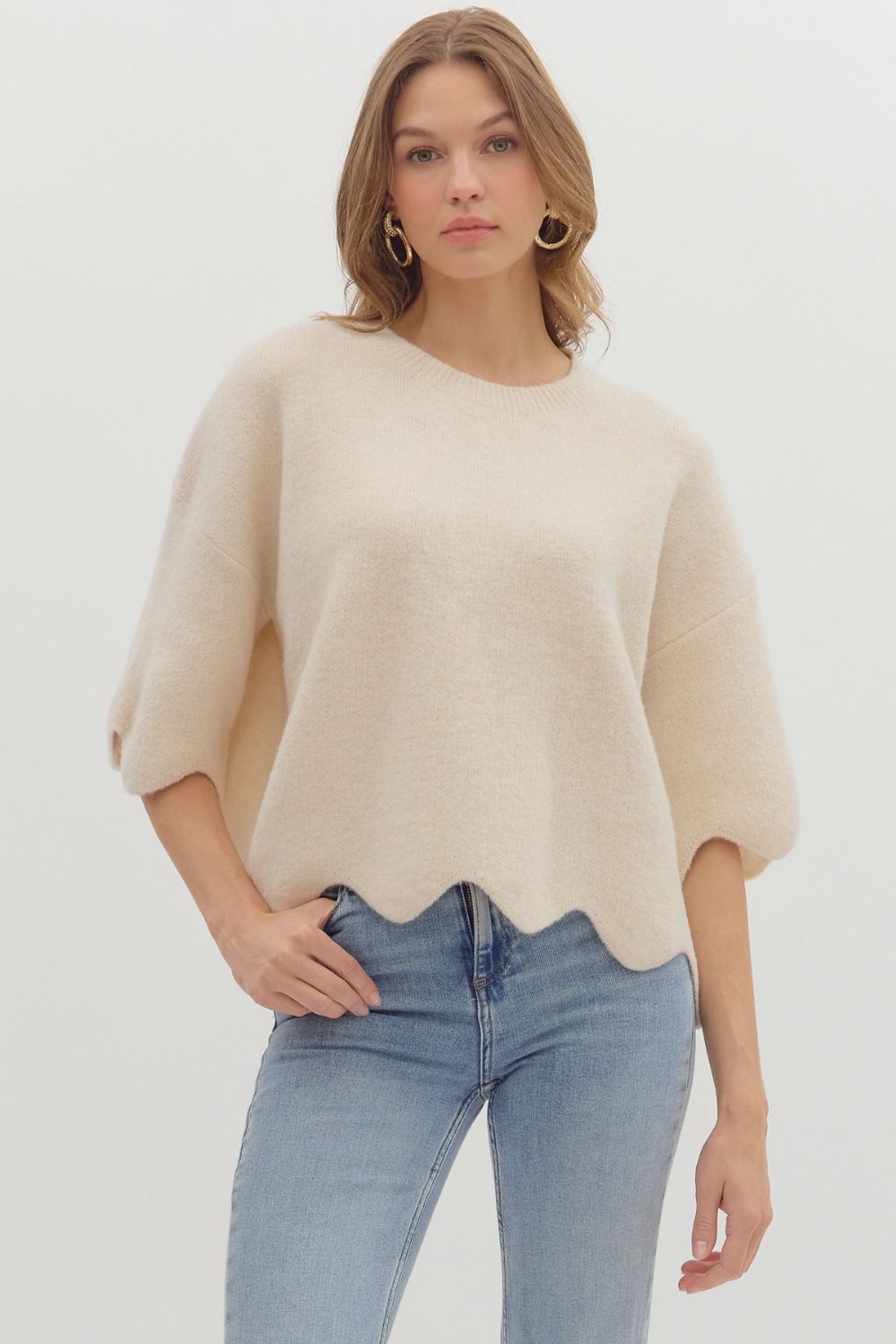 Cream Cozy Days Sweater ENTRO