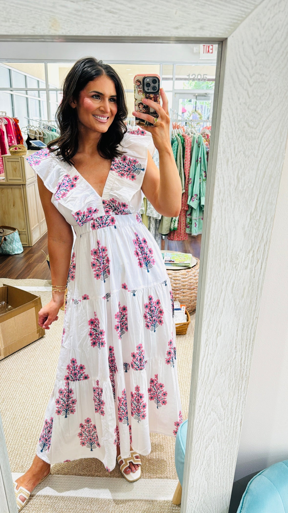 Savannah Dress Pink White Floral