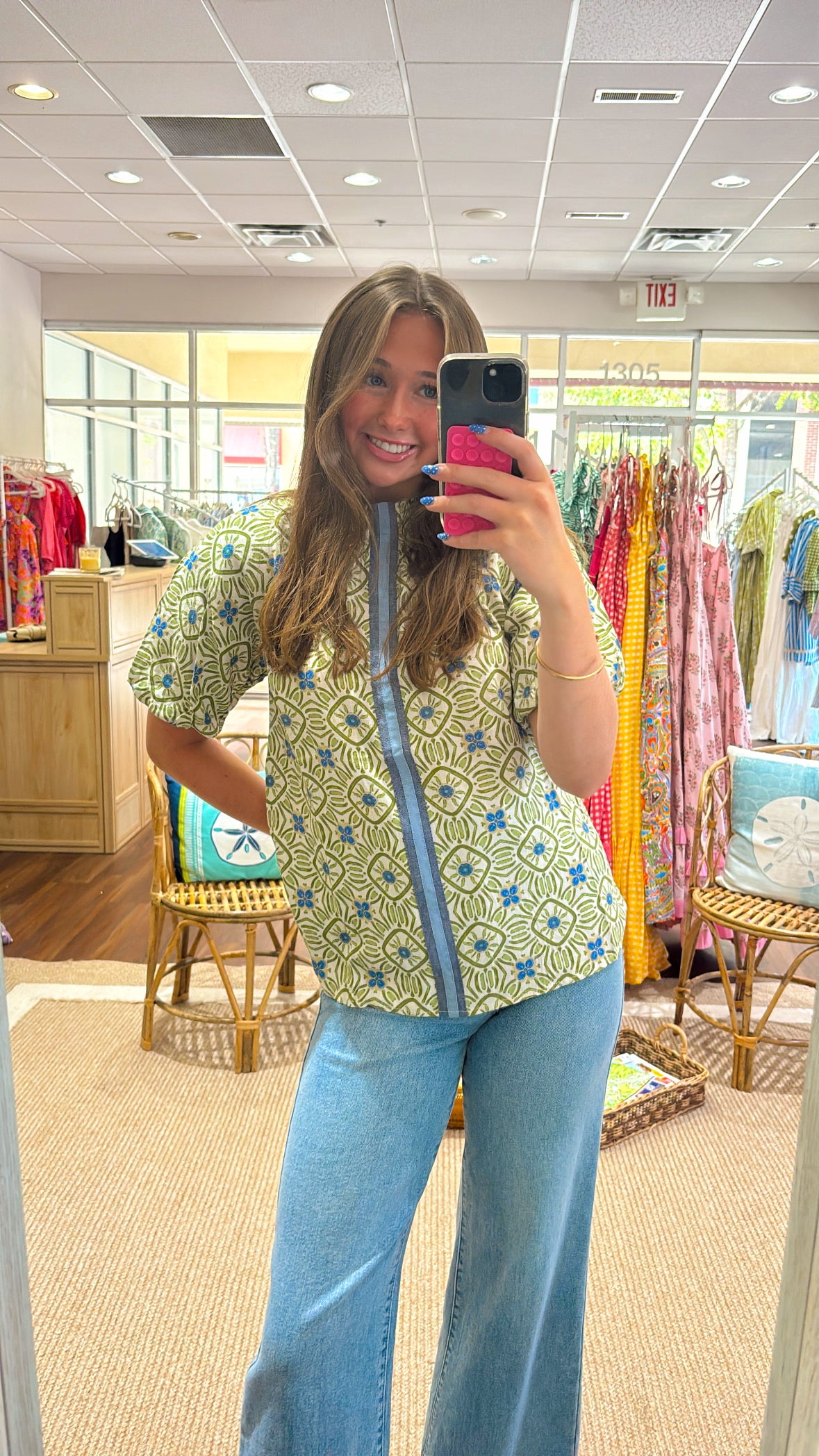 Isabel Smocked Neck Blouse THML