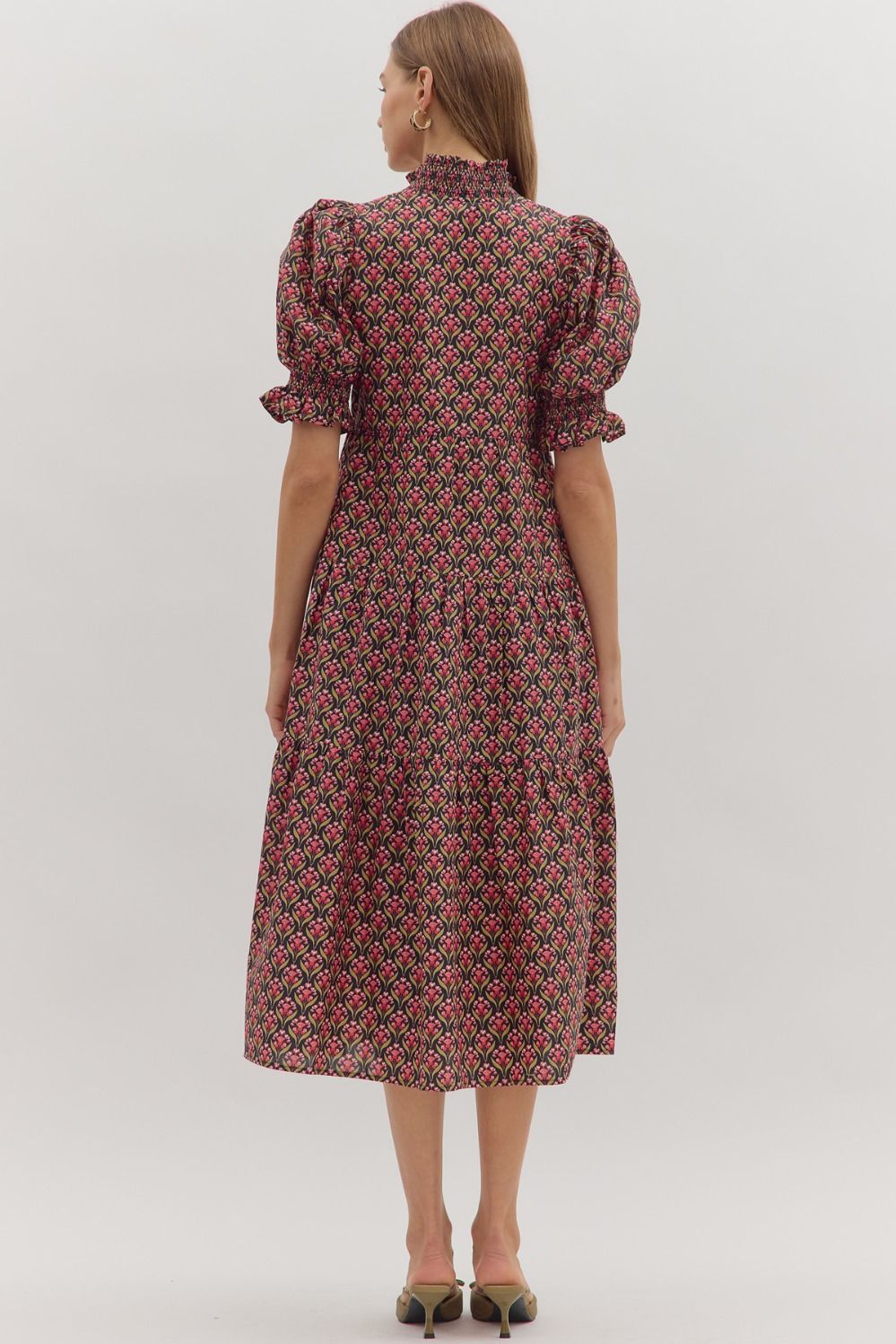 Fall Floral Arrangement Midi Dress ENTRO