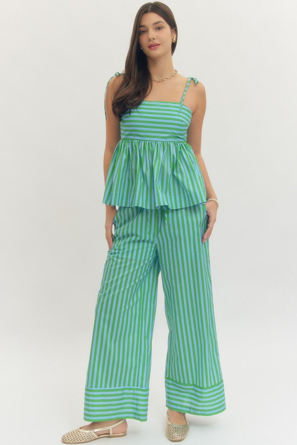 Key Lime Sky Striped Set Top ENTRO