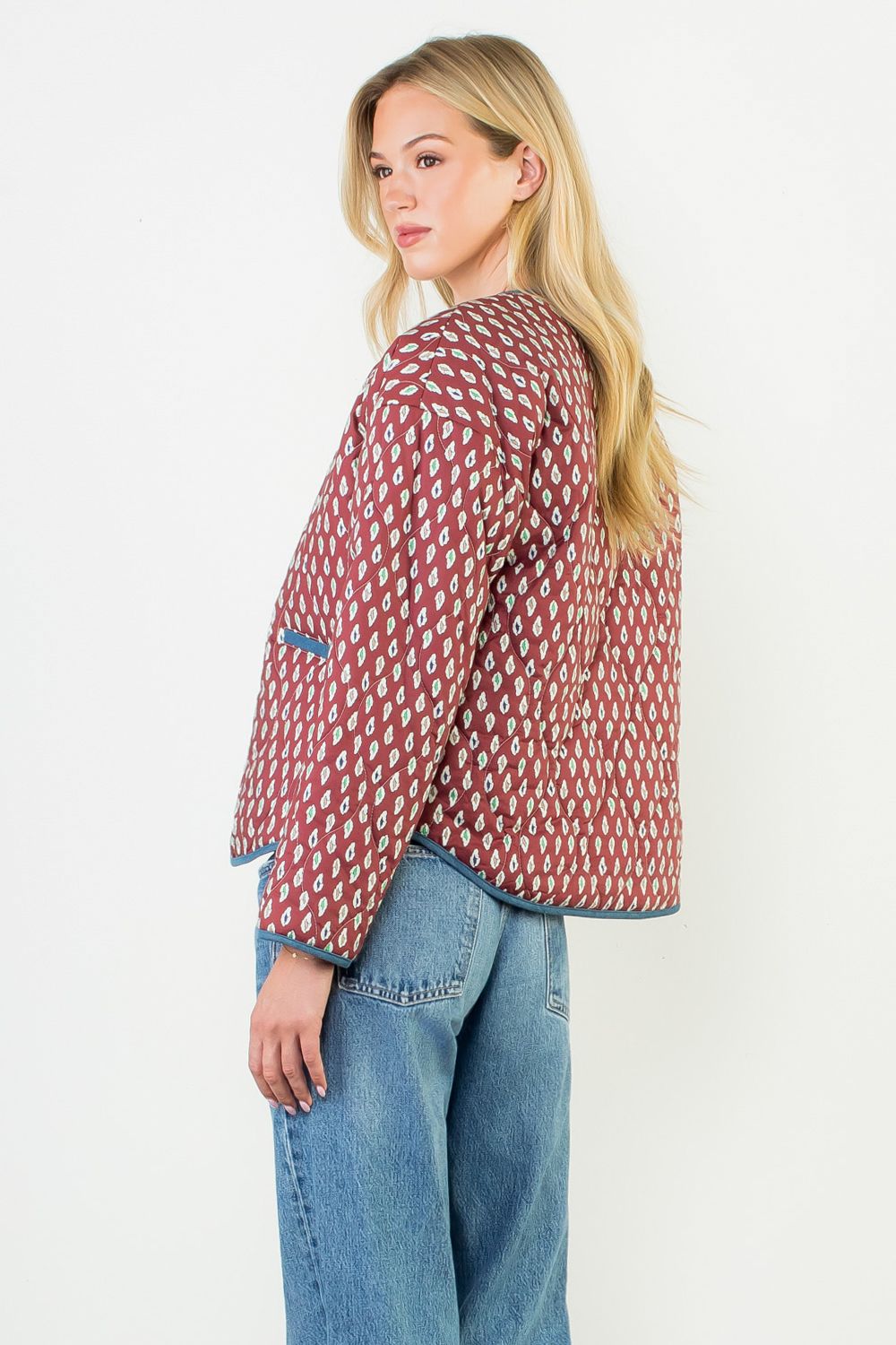 Burgundy Quilted Jacket THML