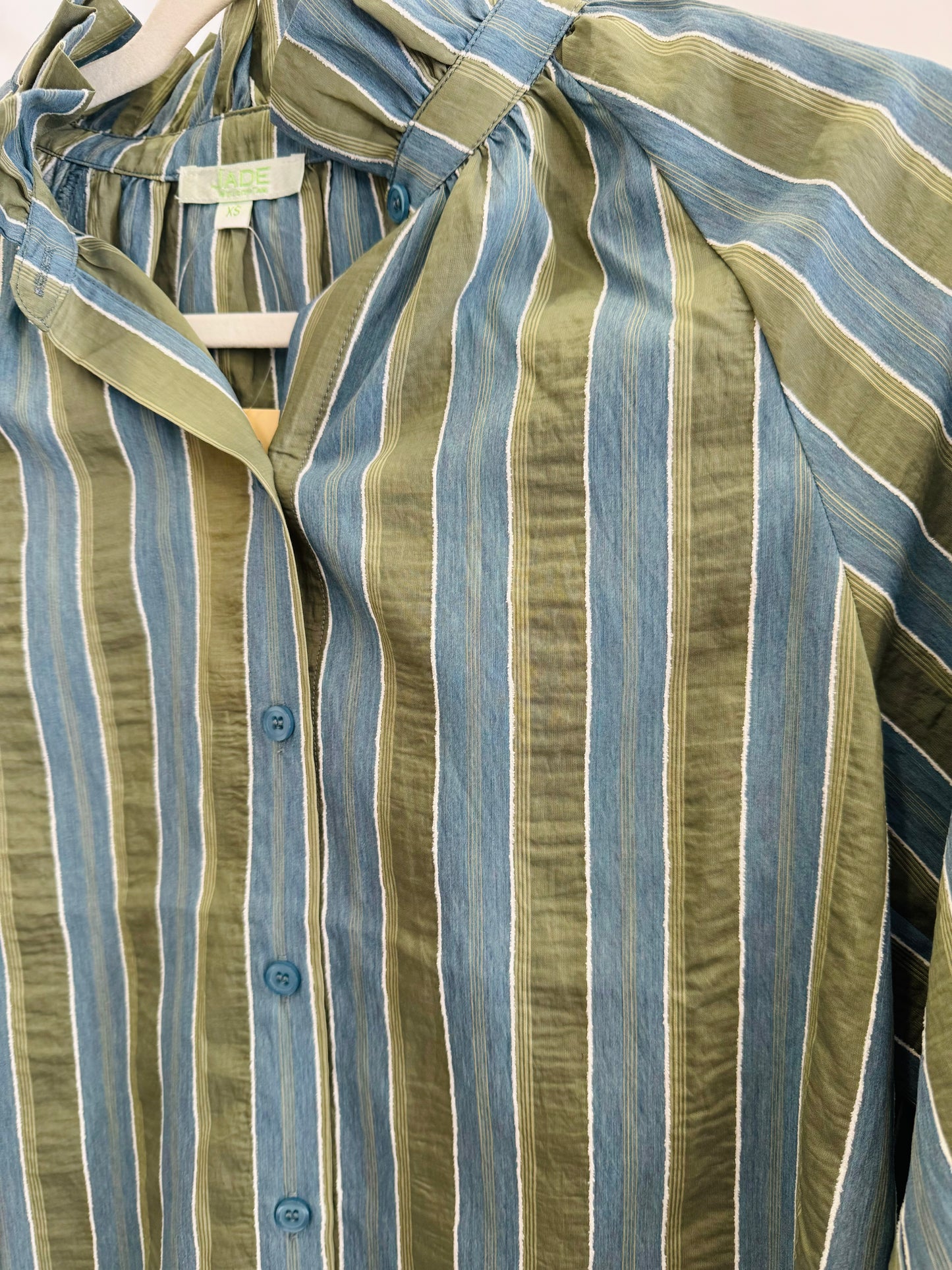 Sage Stripe Blouse Jade