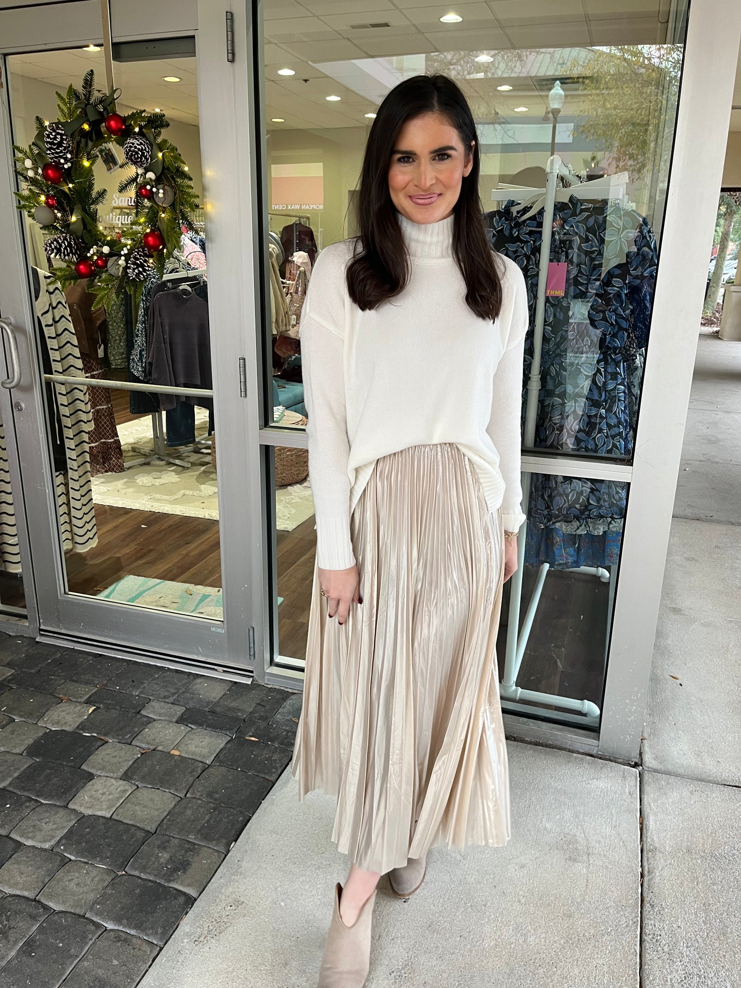 Champagne Pleated Skirt