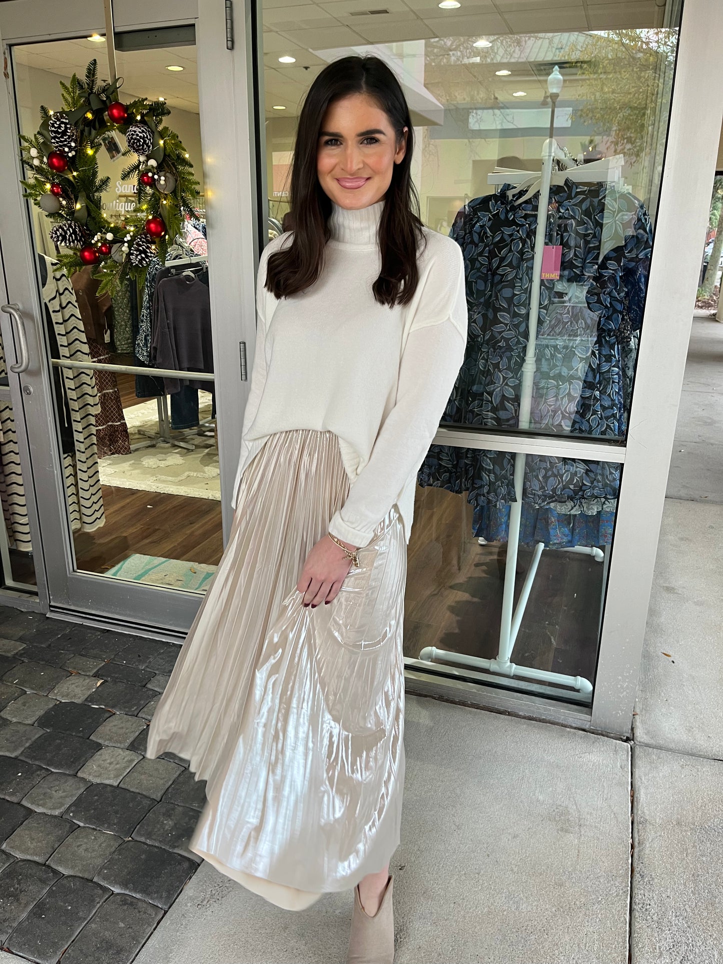 Champagne Pleated Skirt