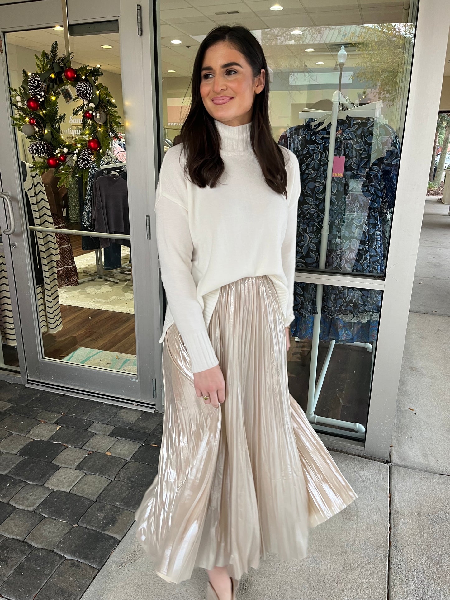 Champagne Pleated Skirt