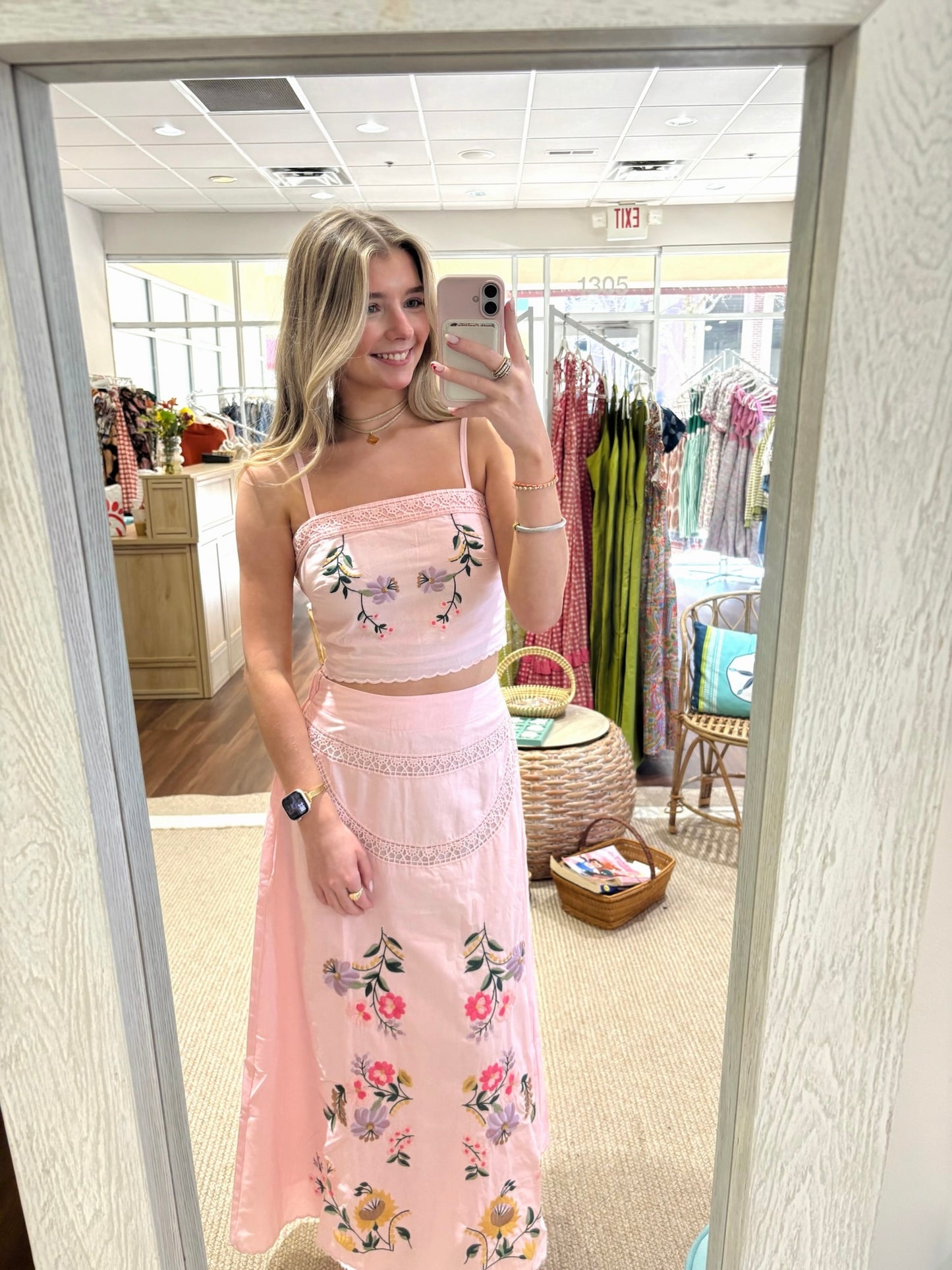 Baby Pink Embroidered Lace Detail Set