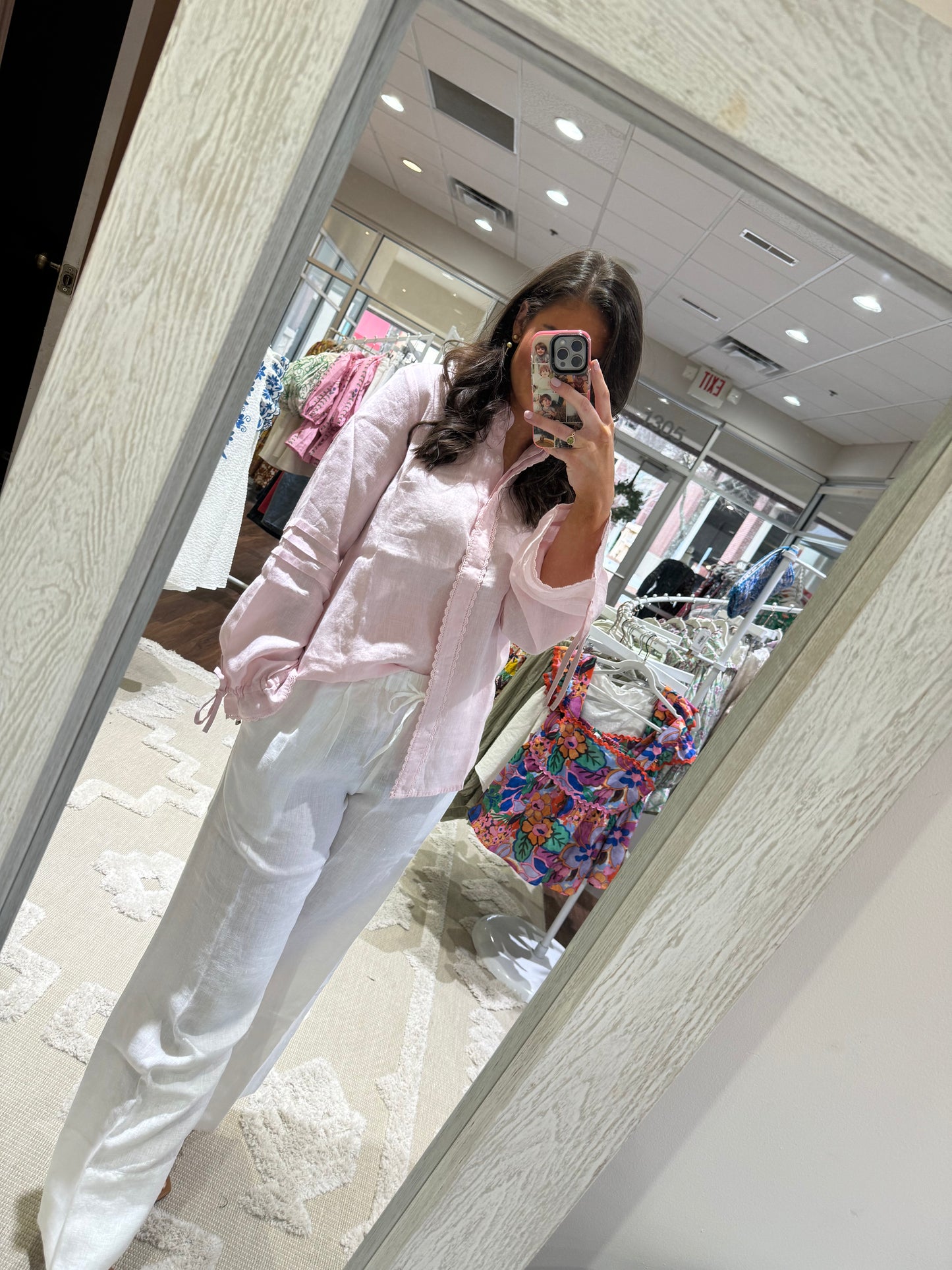 Bella Linen Shirt Shell Pink