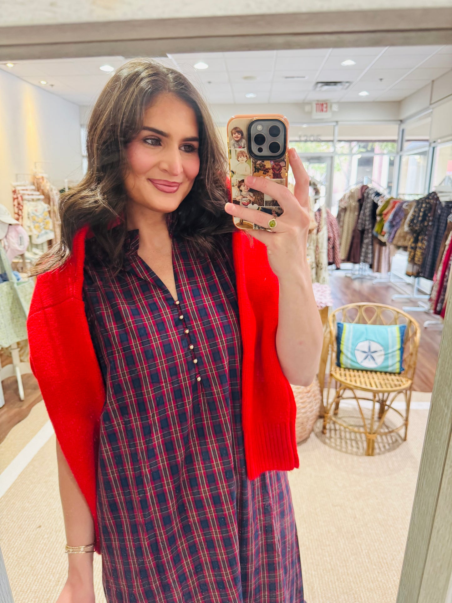 Navy Tartan Plaid Dress
