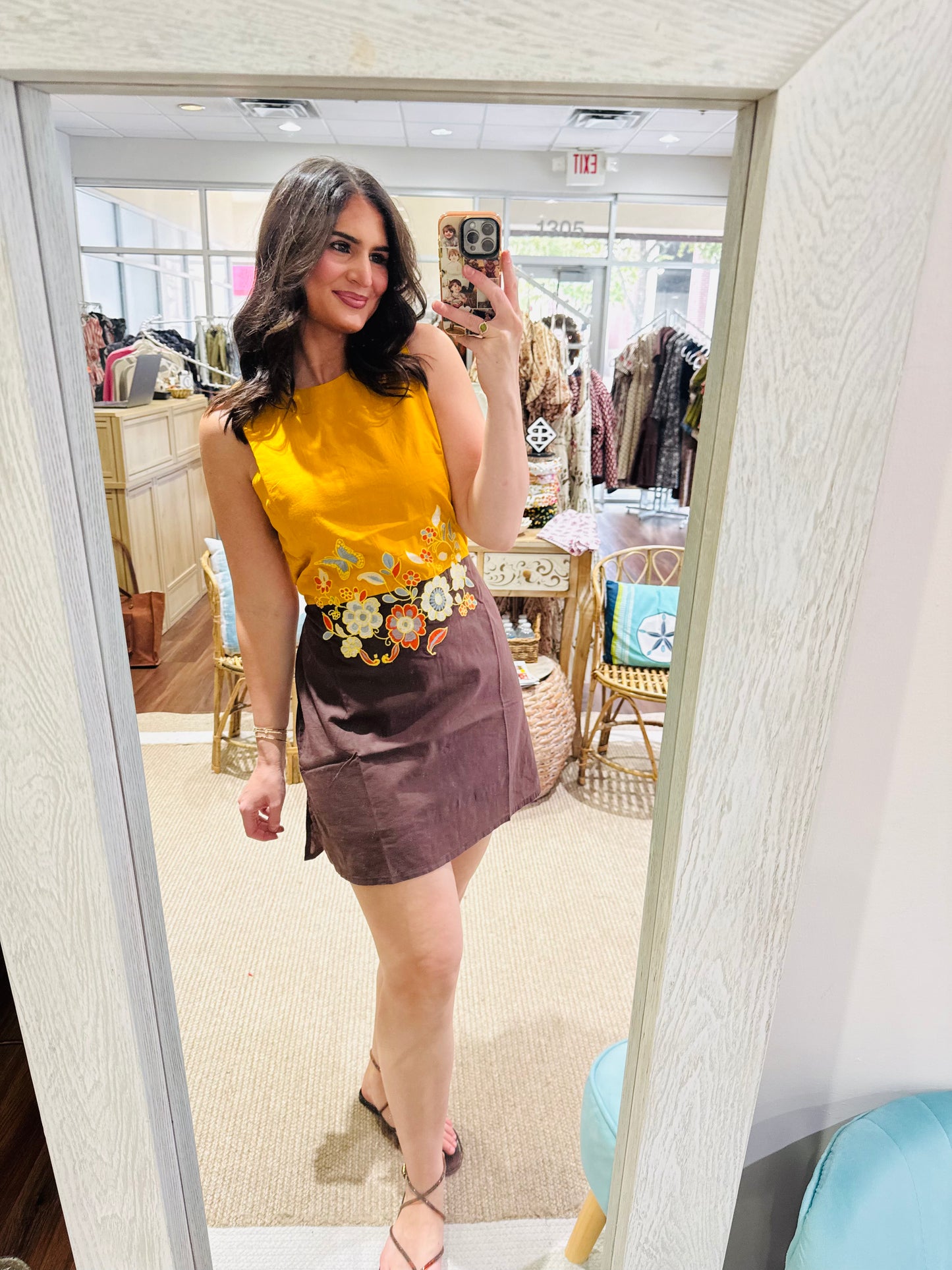 Isabella Mini with Embroidery Gold Brown