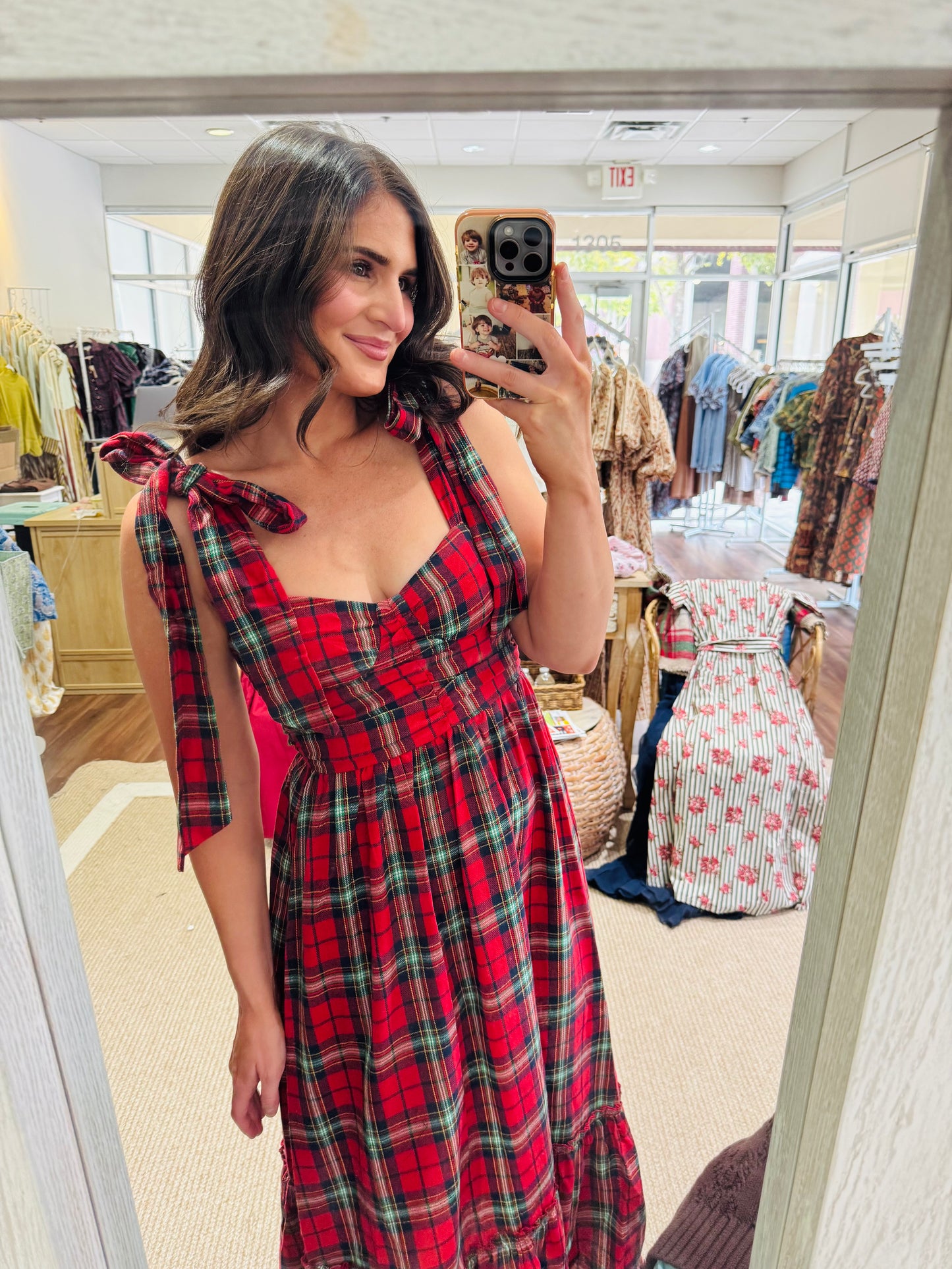 Red Holiday Plaid Flannel Dress