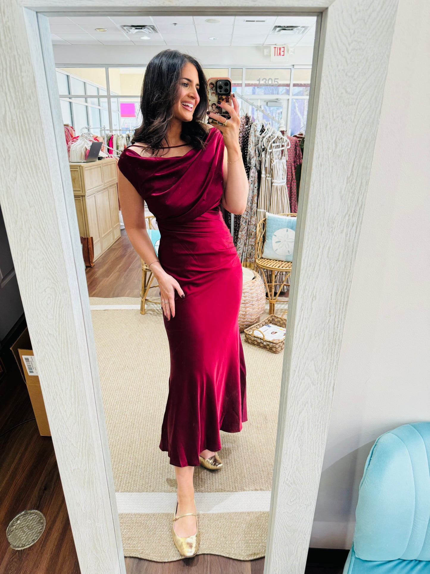 Wine Silk Dress Mable