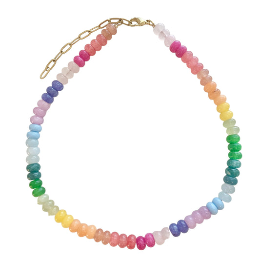 Rainbow Opal and Glass Gemstone Necklace
