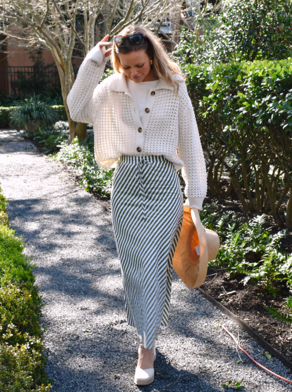 Eliza Maxi Skirt Green Apple Stripe