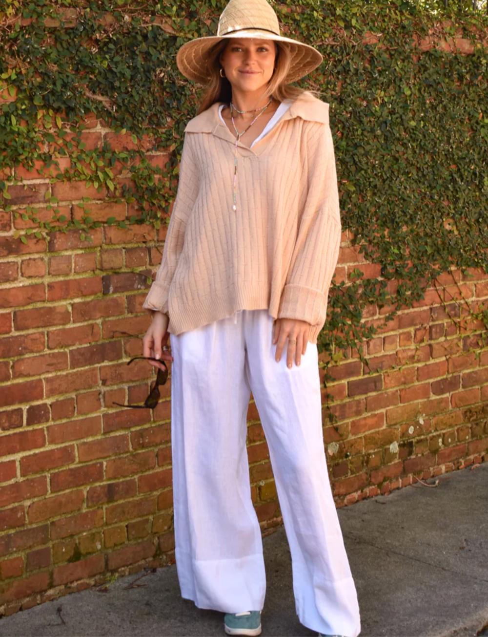 Linen Palazzo Pants White