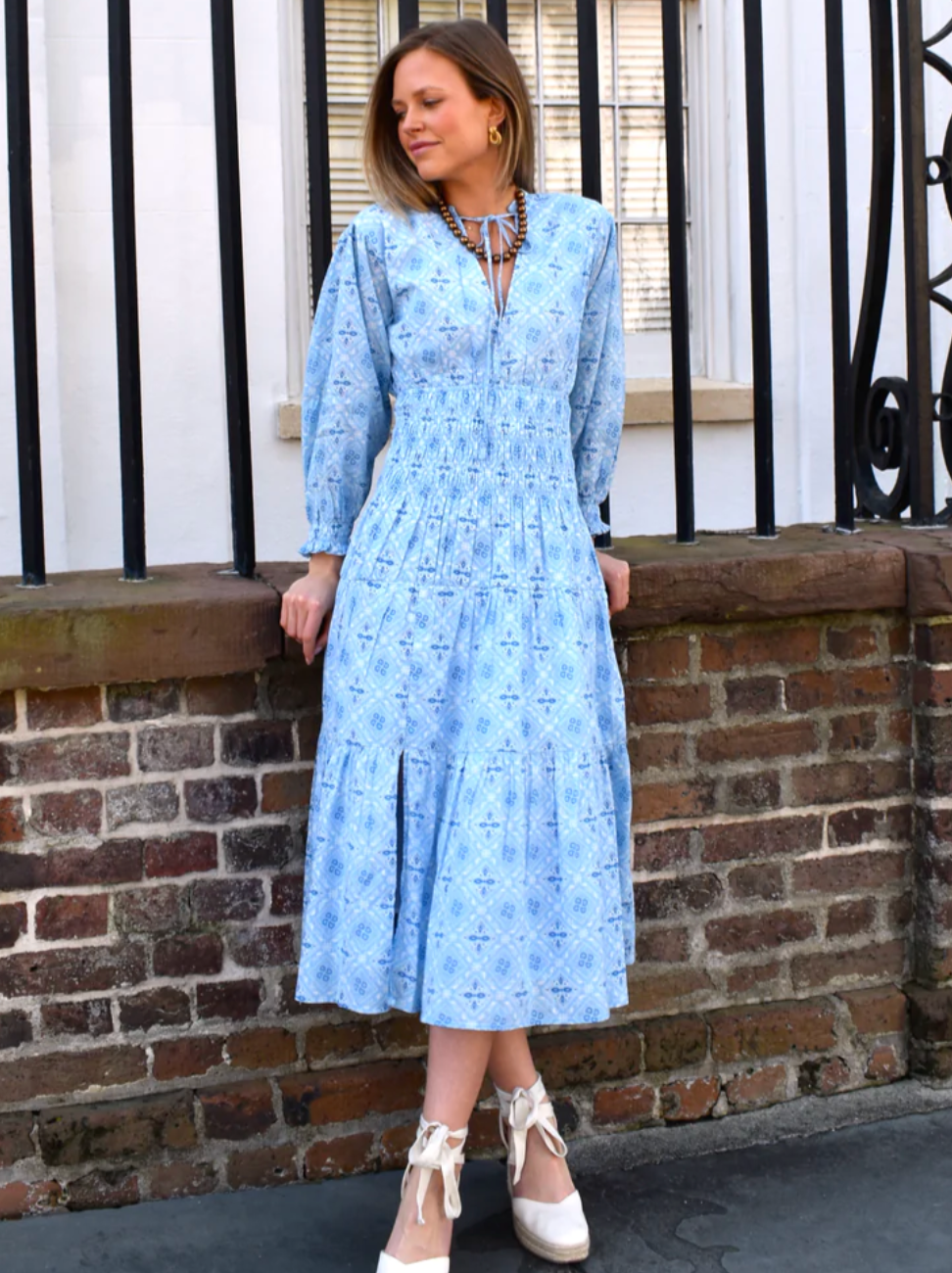 Jacqui Midi Dress Blue Tile