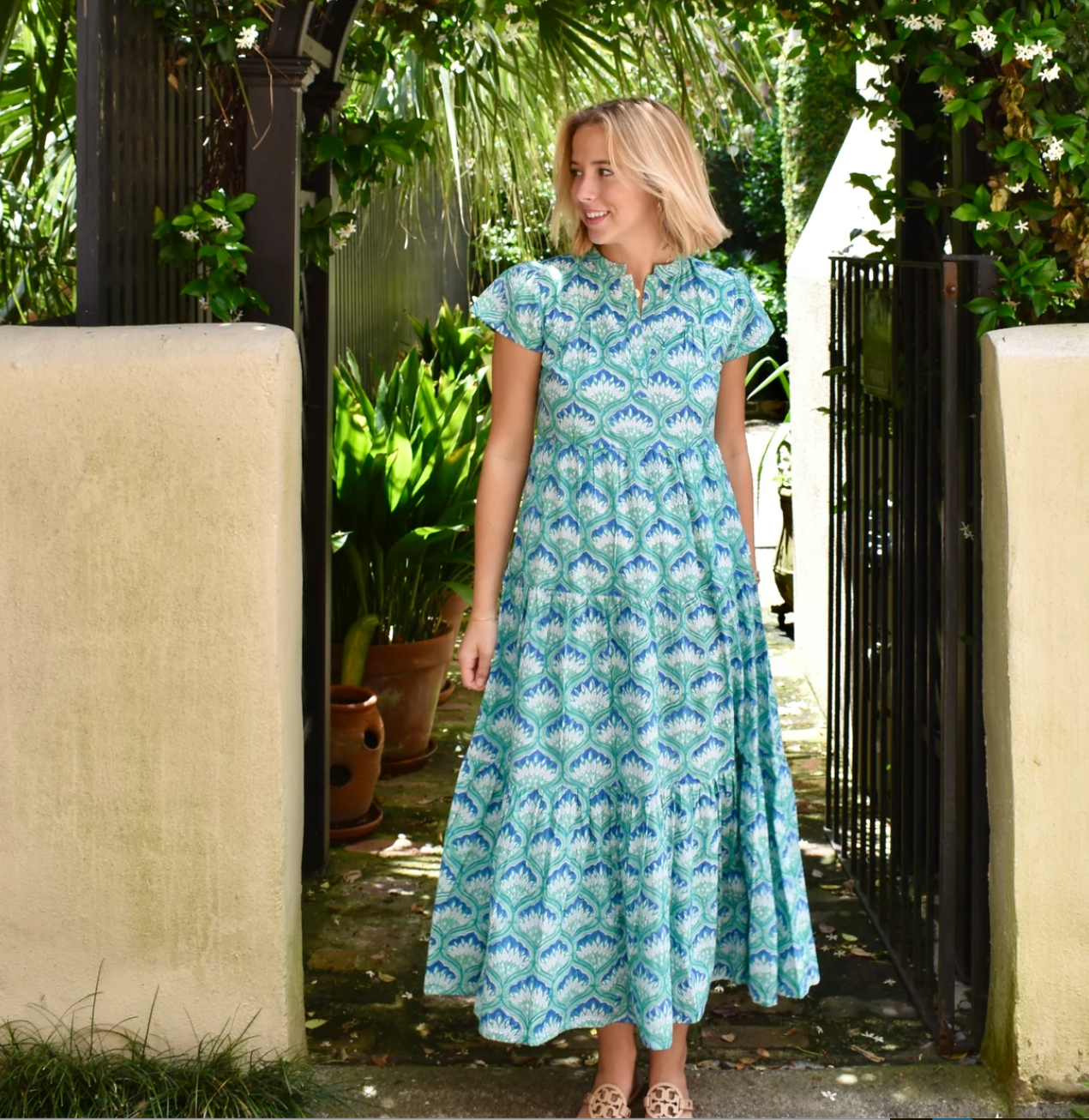 Folly Midi Dress Turquoise Lotus