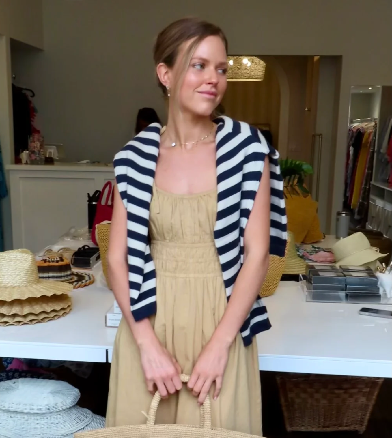 Capers Sweater Navy + Oatmeal Stripe