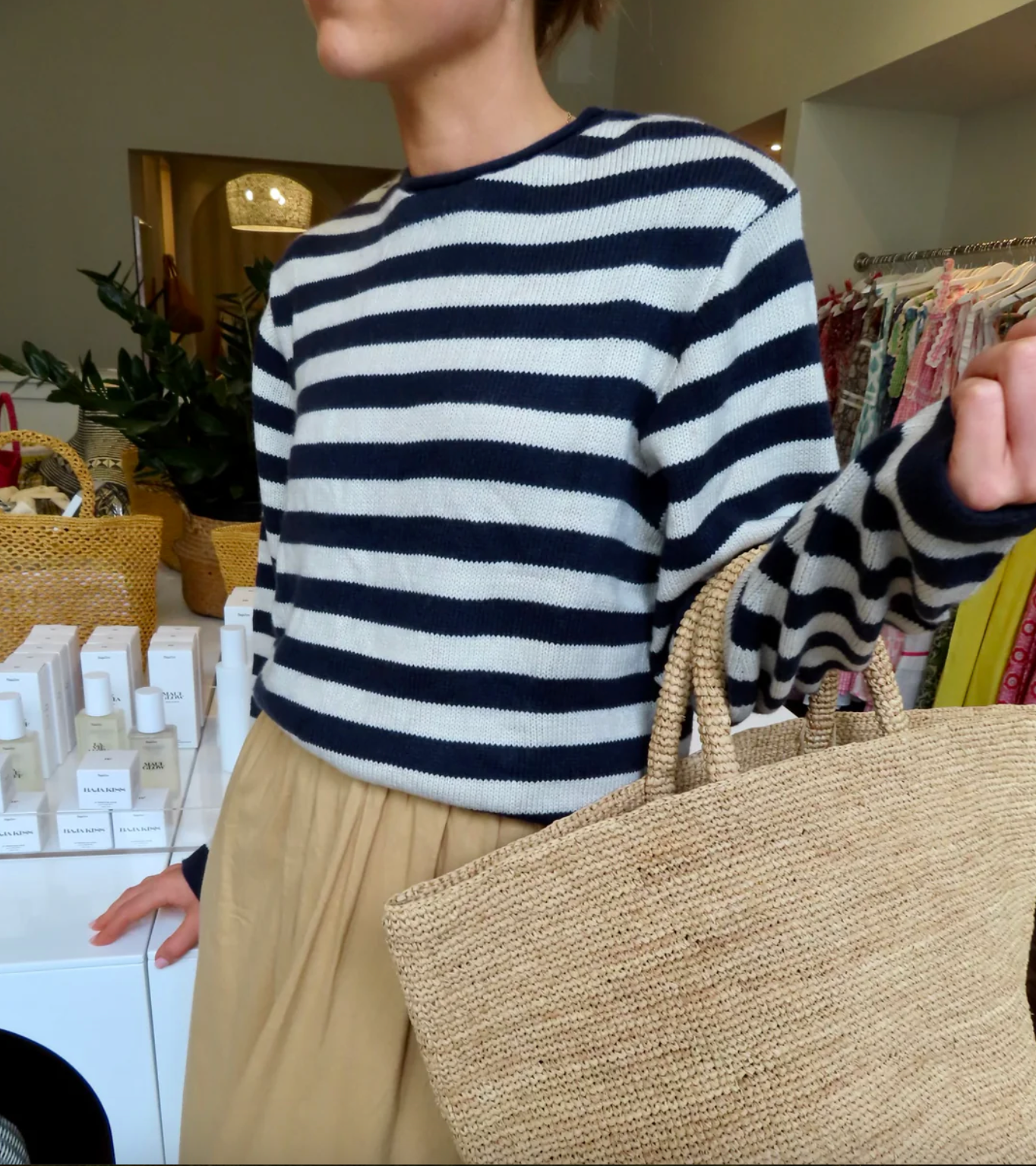 Capers Sweater Navy + Oatmeal Stripe