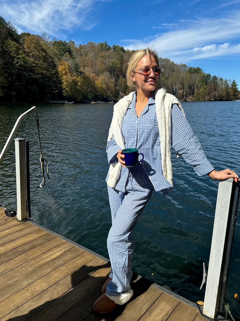 Cozy Pajama Set Blue Gingham