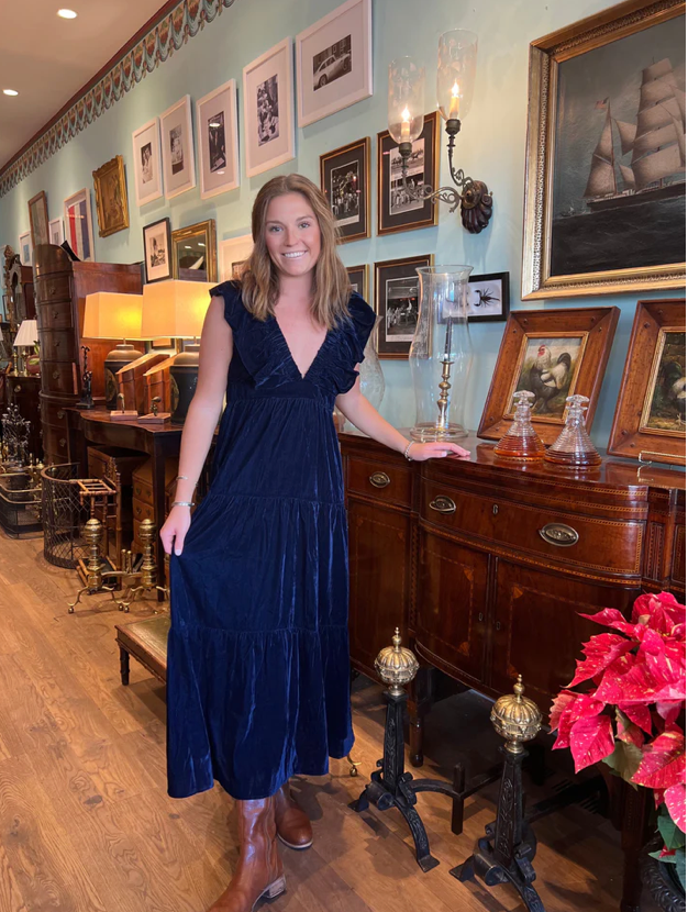 Savannah Dress Blue Velvet Sweetgrass and Sand Dollars Boutique Savannah Dress Blue Velvet Sweetgrass and Sand Dollars Boutique