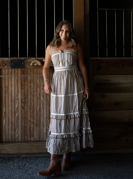 Ella Maxi Brown Stripe