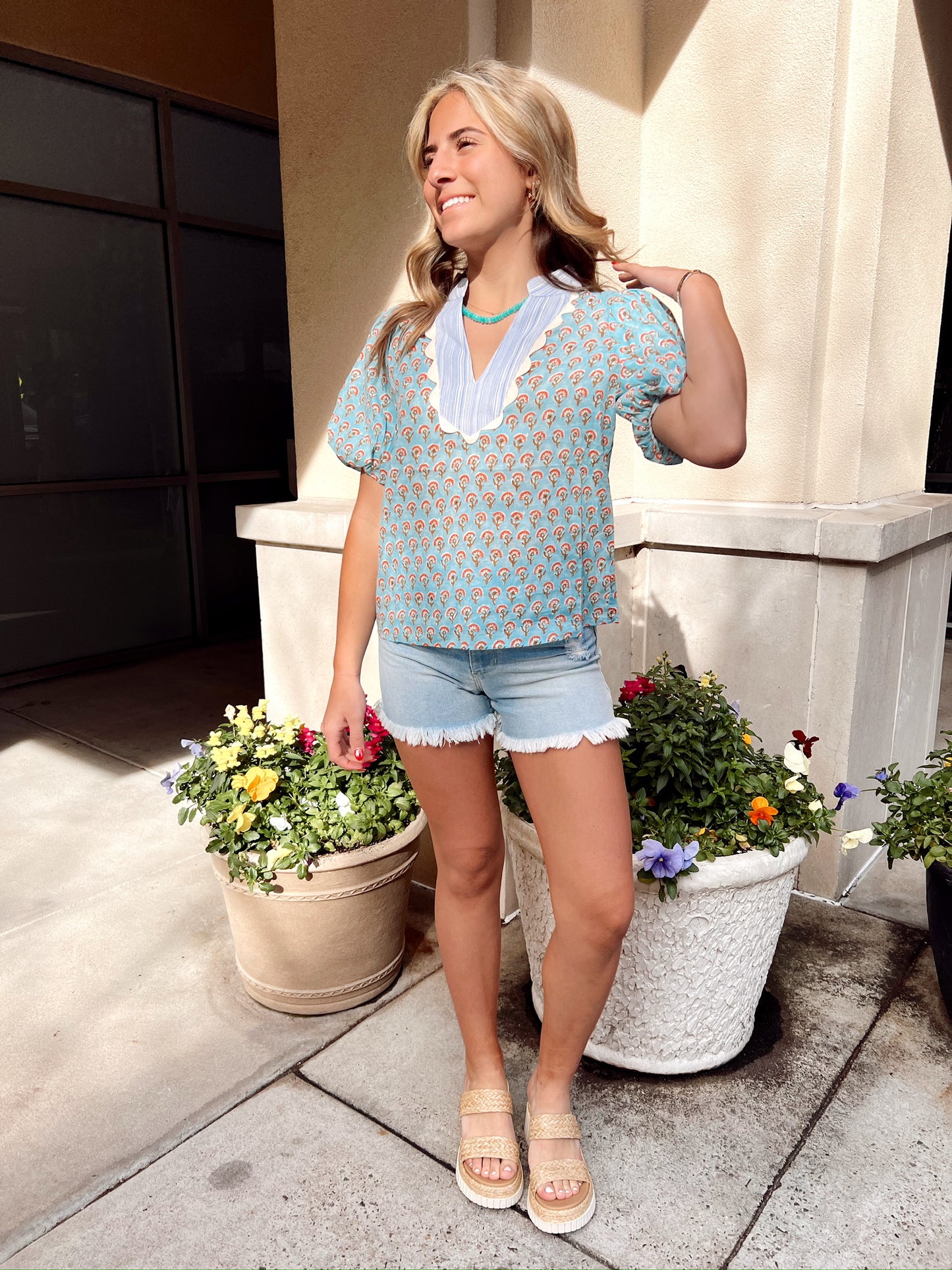 Amanda Top Blue Floral