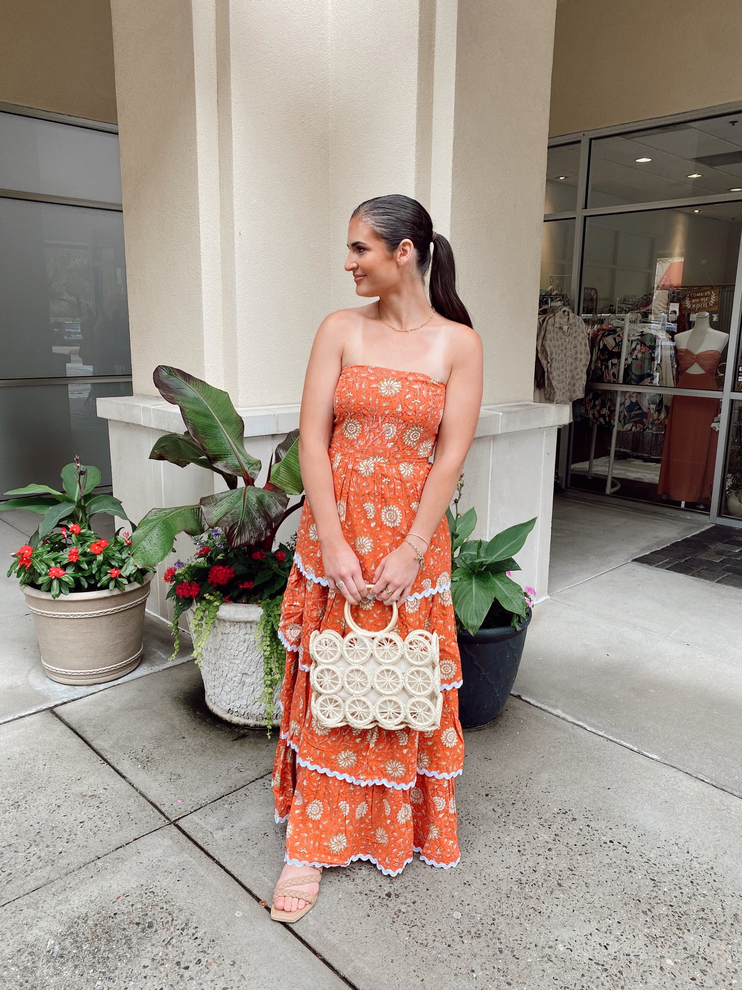 Clayborne Tiered Orange Maxi