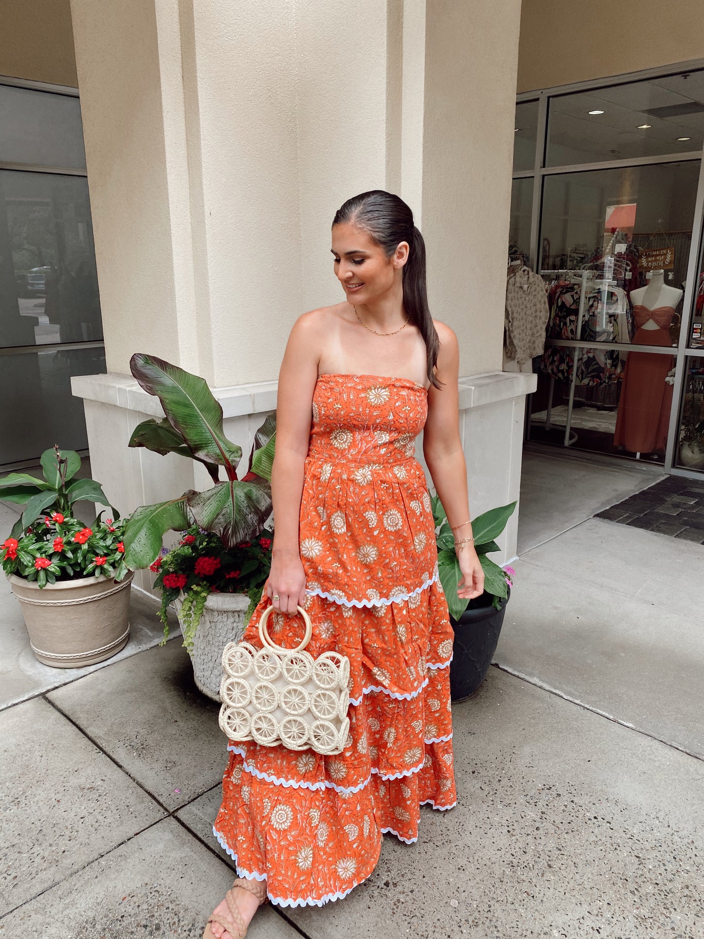 Clayborne Tiered Orange Maxi