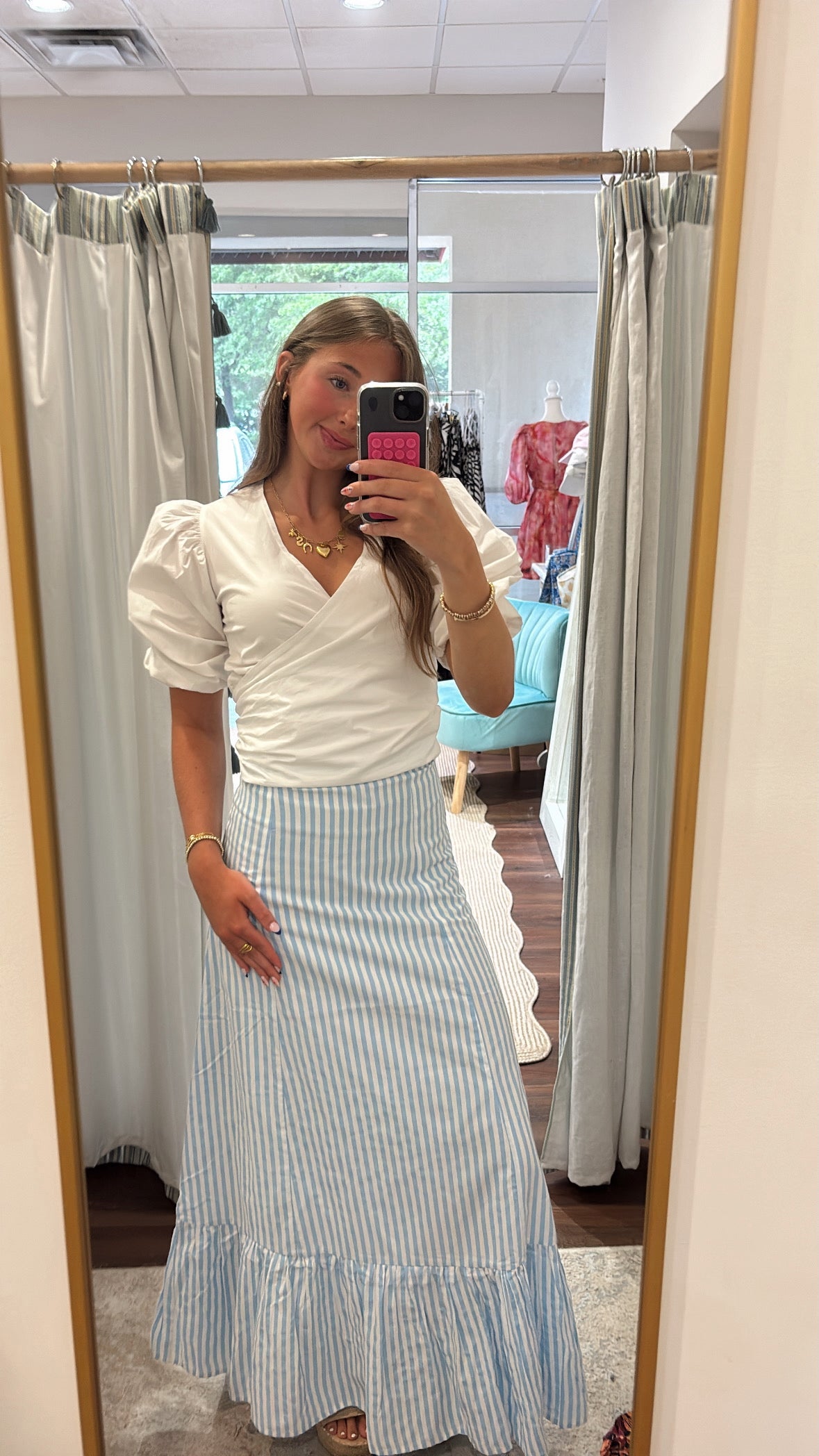 Blue & White Stripe Mary Hope Skirt