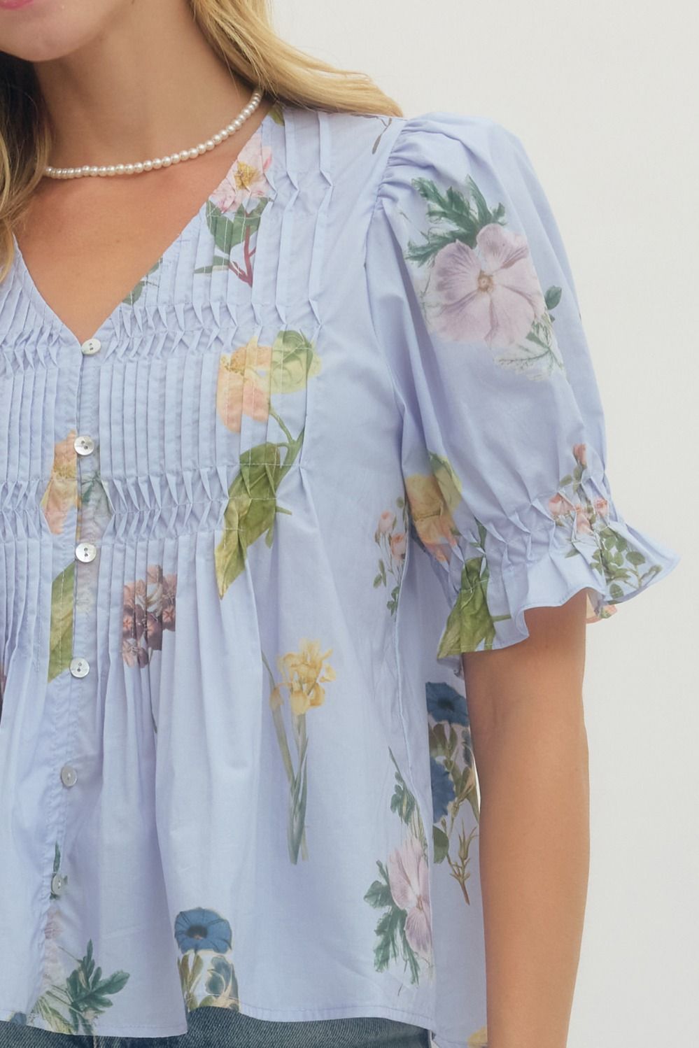 Sunshine & Blooms Top Baby Blue