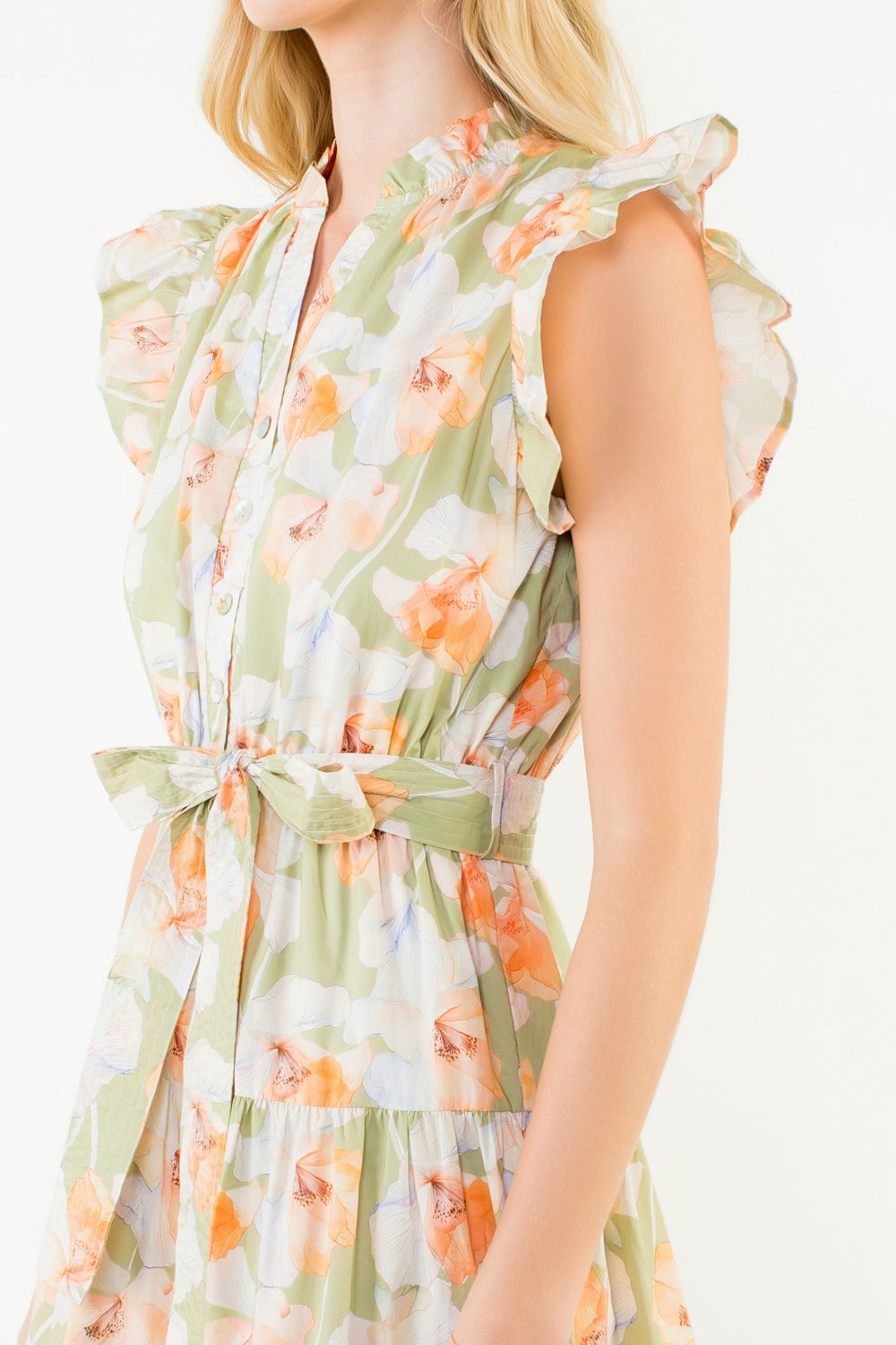 Sage Floral Dress THML