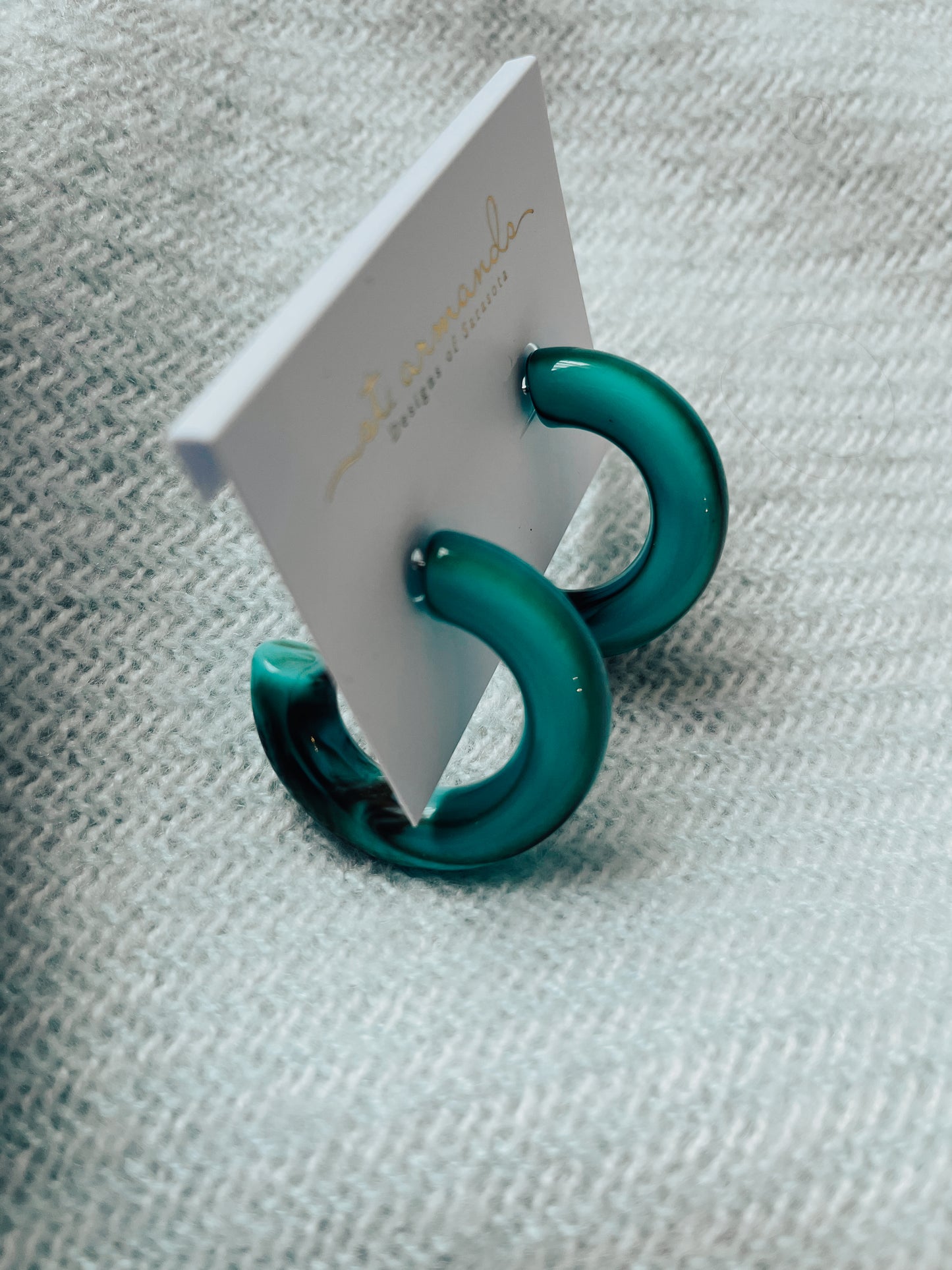 Turquoise Chunky Lucite Hoops