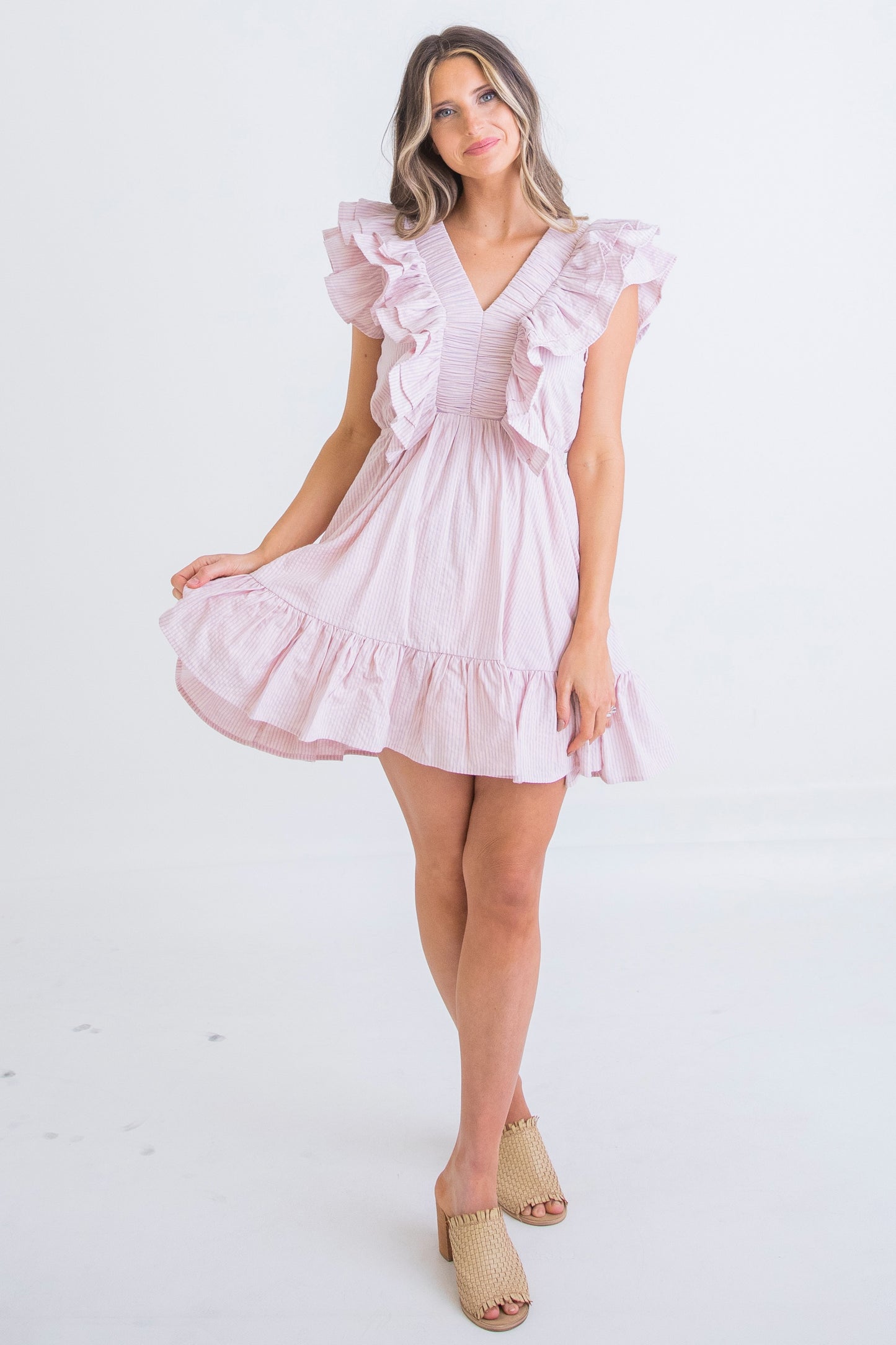 Seersucker Ruffle Dress