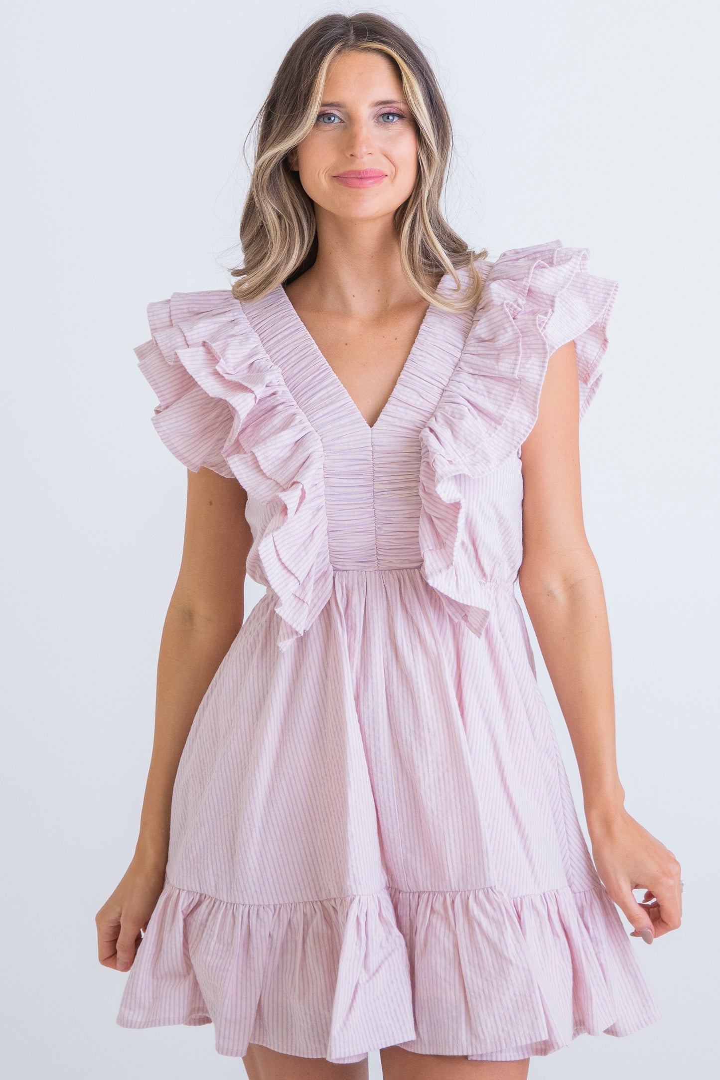 Seersucker Ruffle Dress