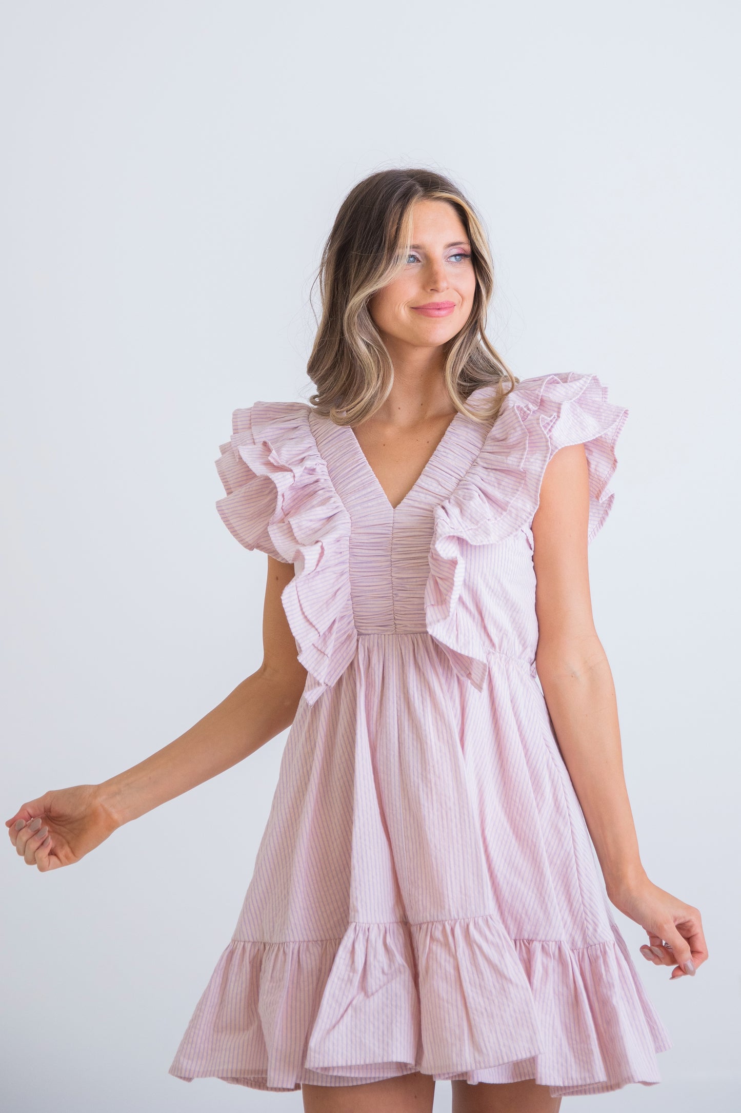 Seersucker Ruffle Dress