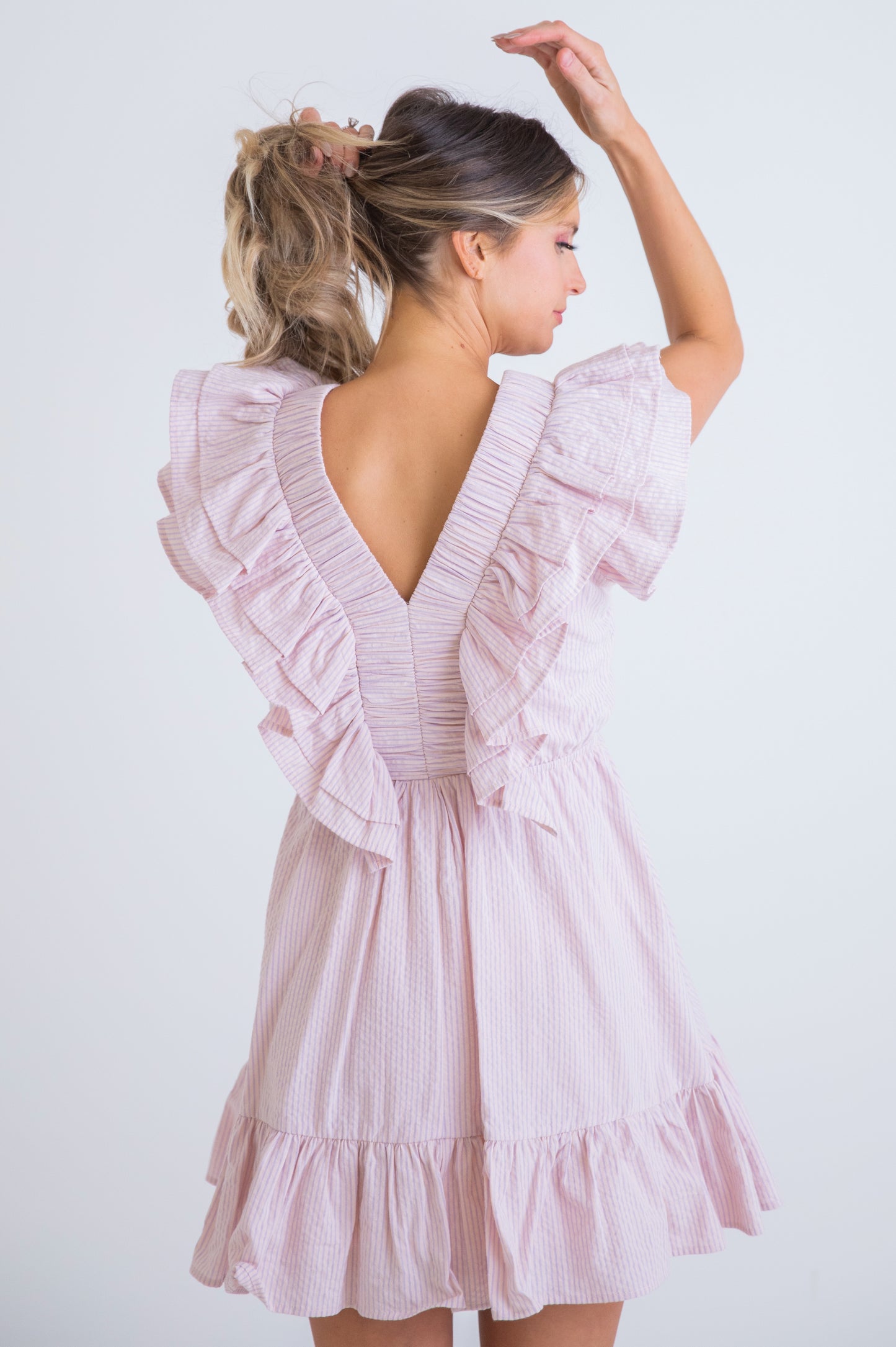 Seersucker Ruffle Dress