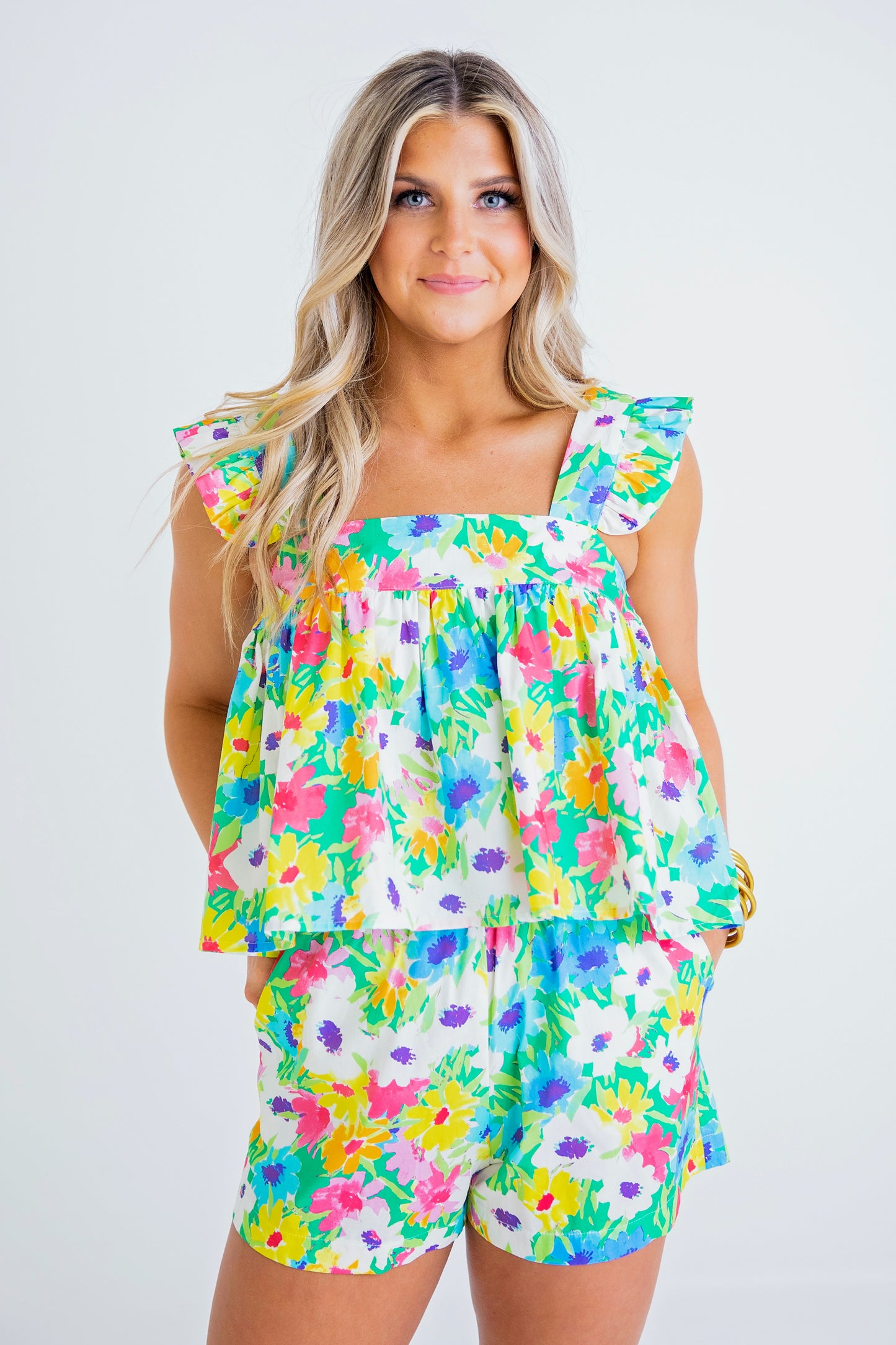 Sun Rays Ruffle Tank